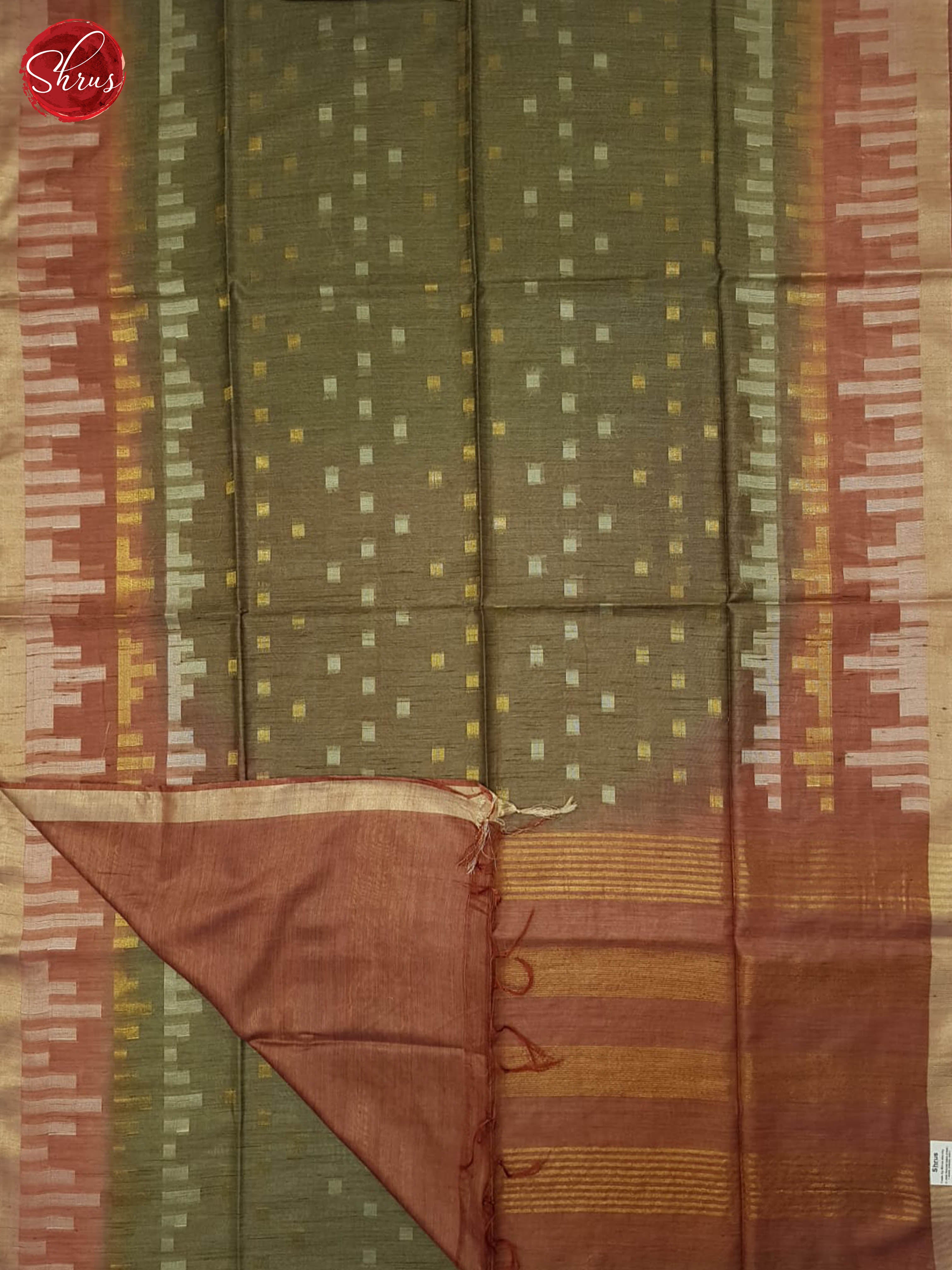 Green & Brick Brown - Semi Tussar Saree - Shop on ShrusEternity.com