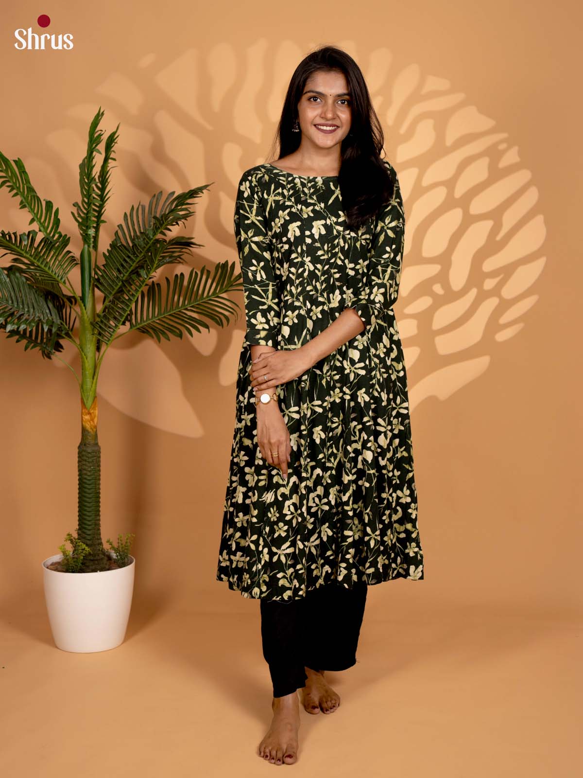 Green - Anarkali Readymade Kurti - Shop on ShrusEternity.com
