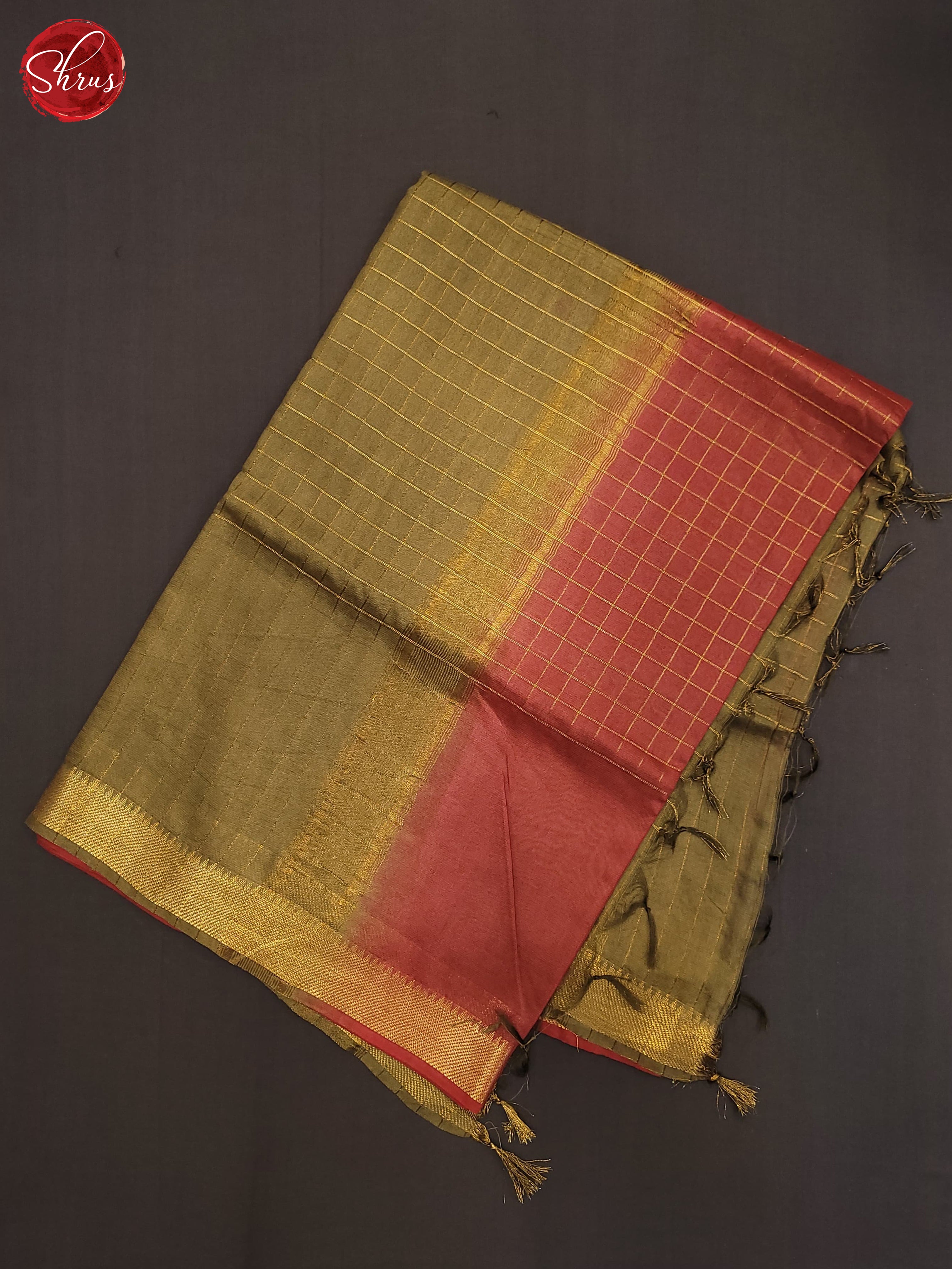 Red & Elachi Green - Semi Tussar Saree - Shop on ShrusEternity.com