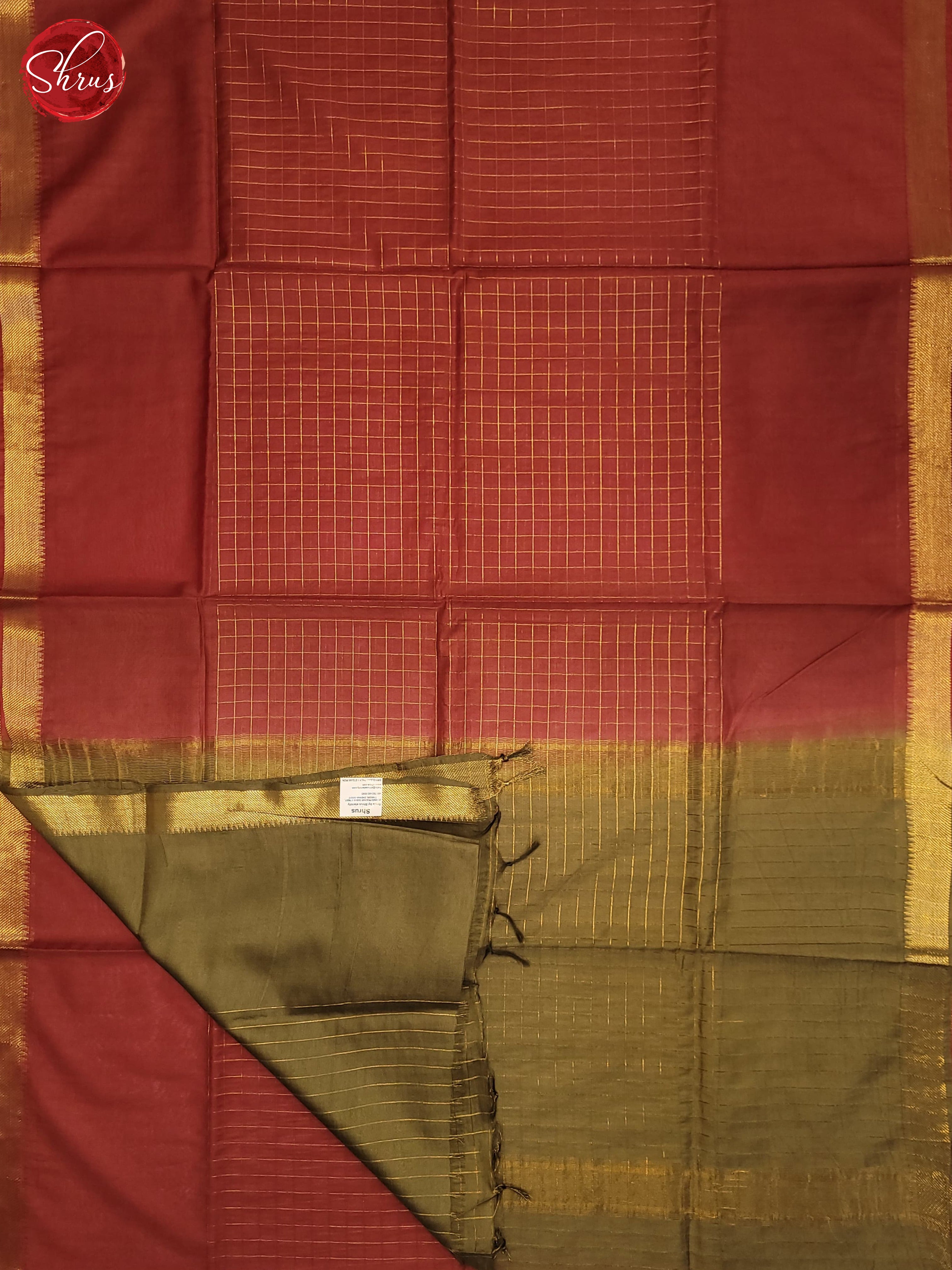 Red & Elachi Green - Semi Tussar Saree - Shop on ShrusEternity.com