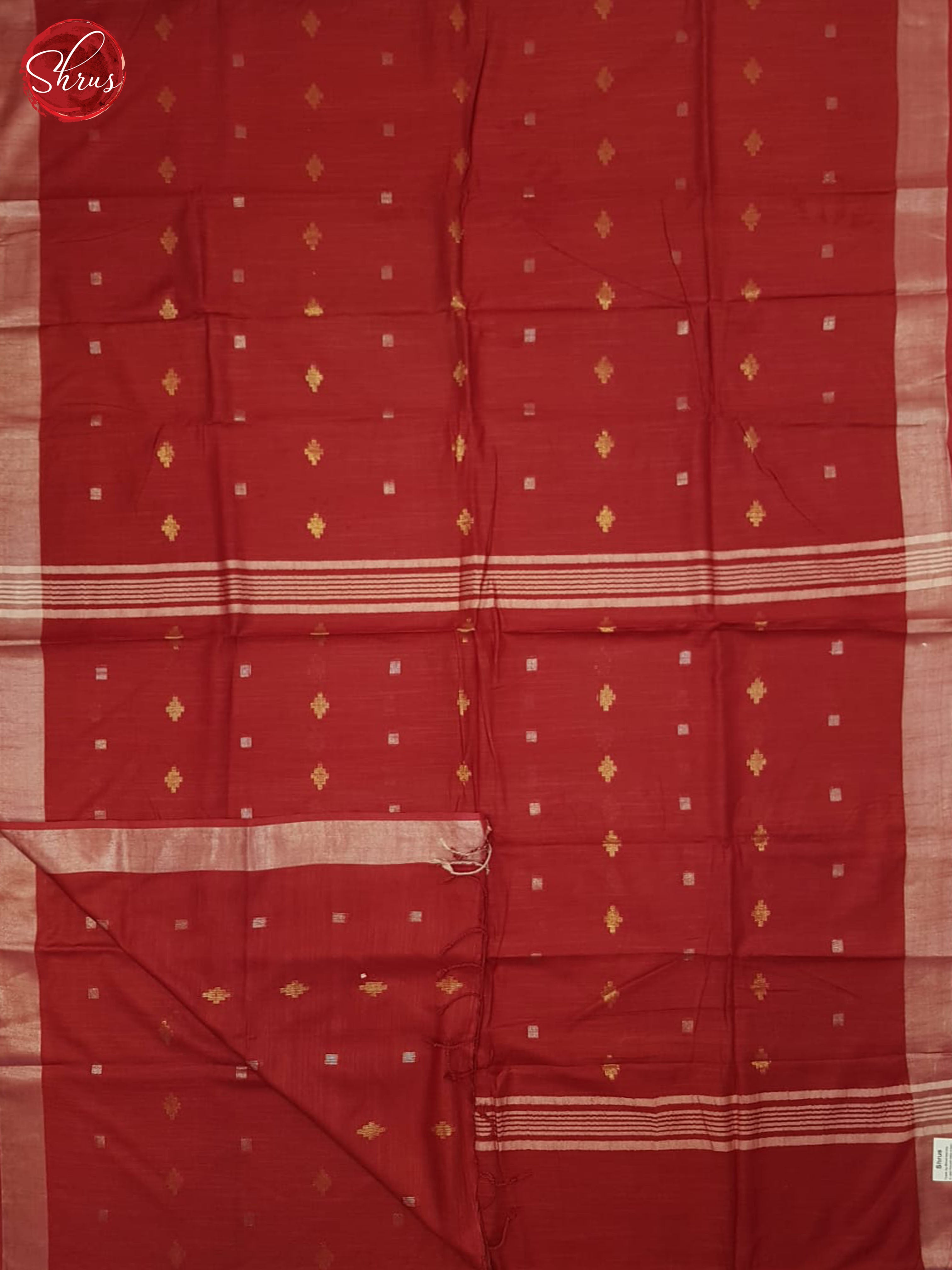 Red(Single Tone)- Semi Tussar Saree - Shop on ShrusEternity.com