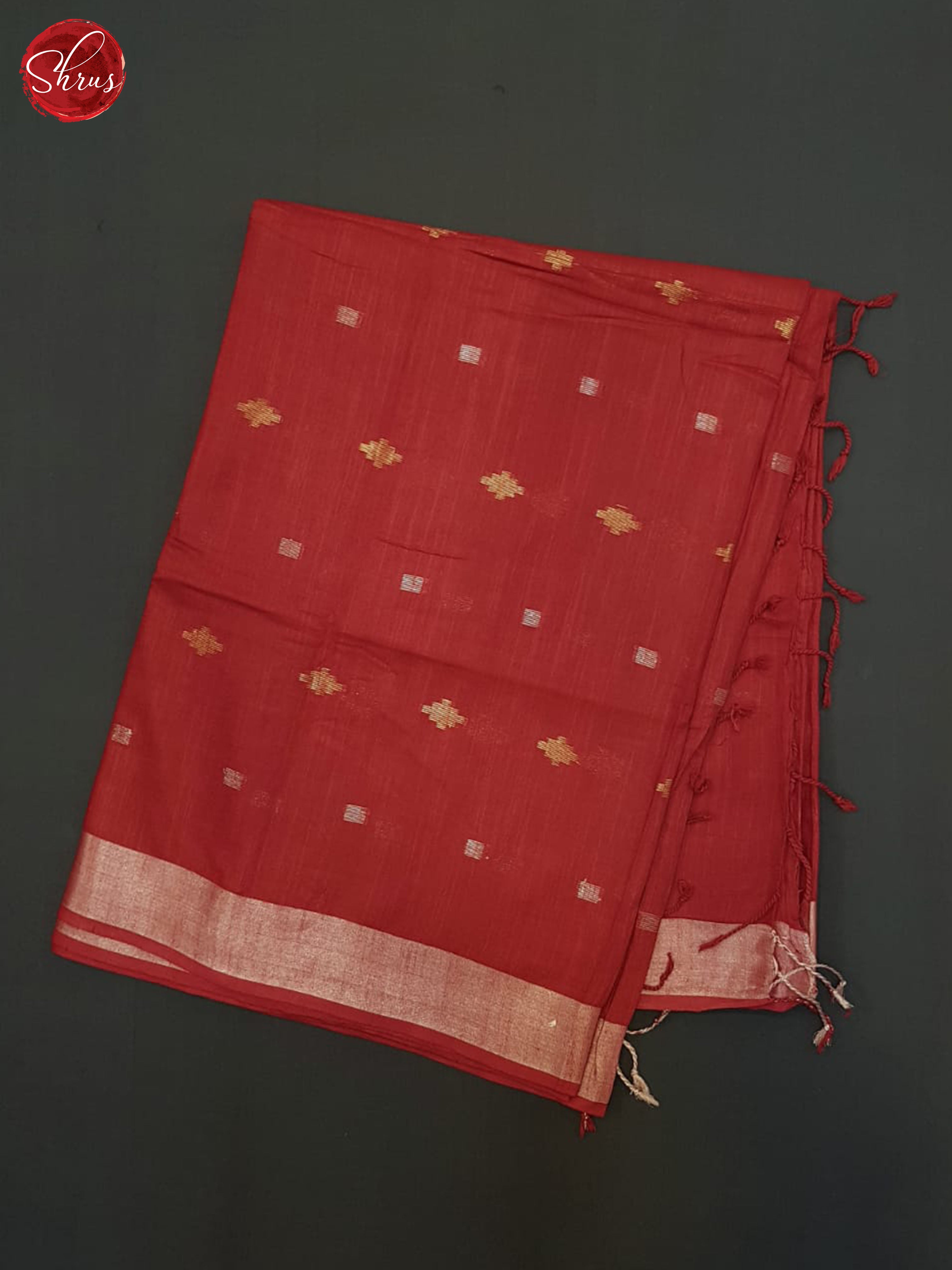 Red(Single Tone)- Semi Tussar Saree - Shop on ShrusEternity.com