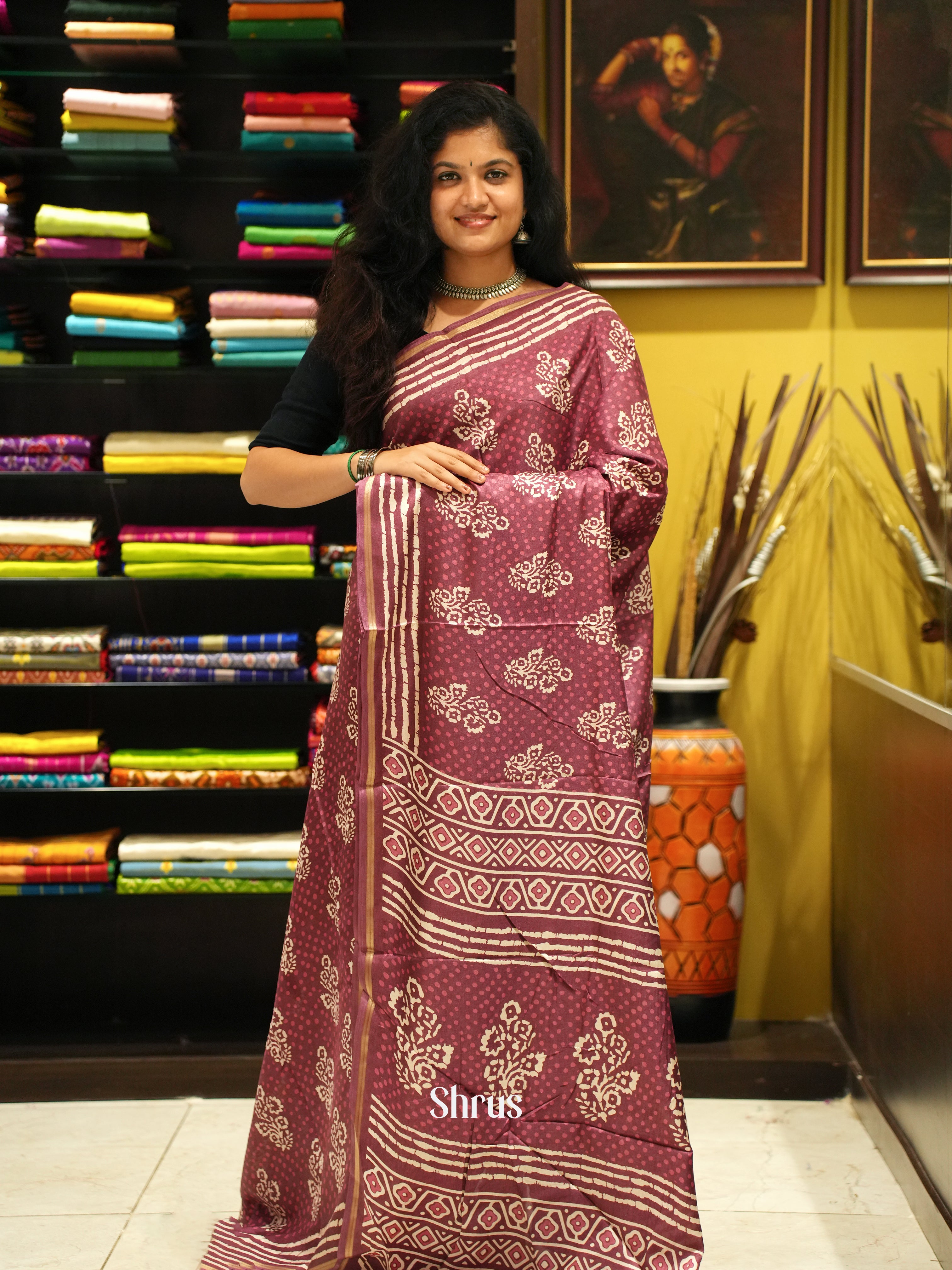 Majenta pinK(Single Tone) - Semi Crepe Saree - Shop on ShrusEternity.com