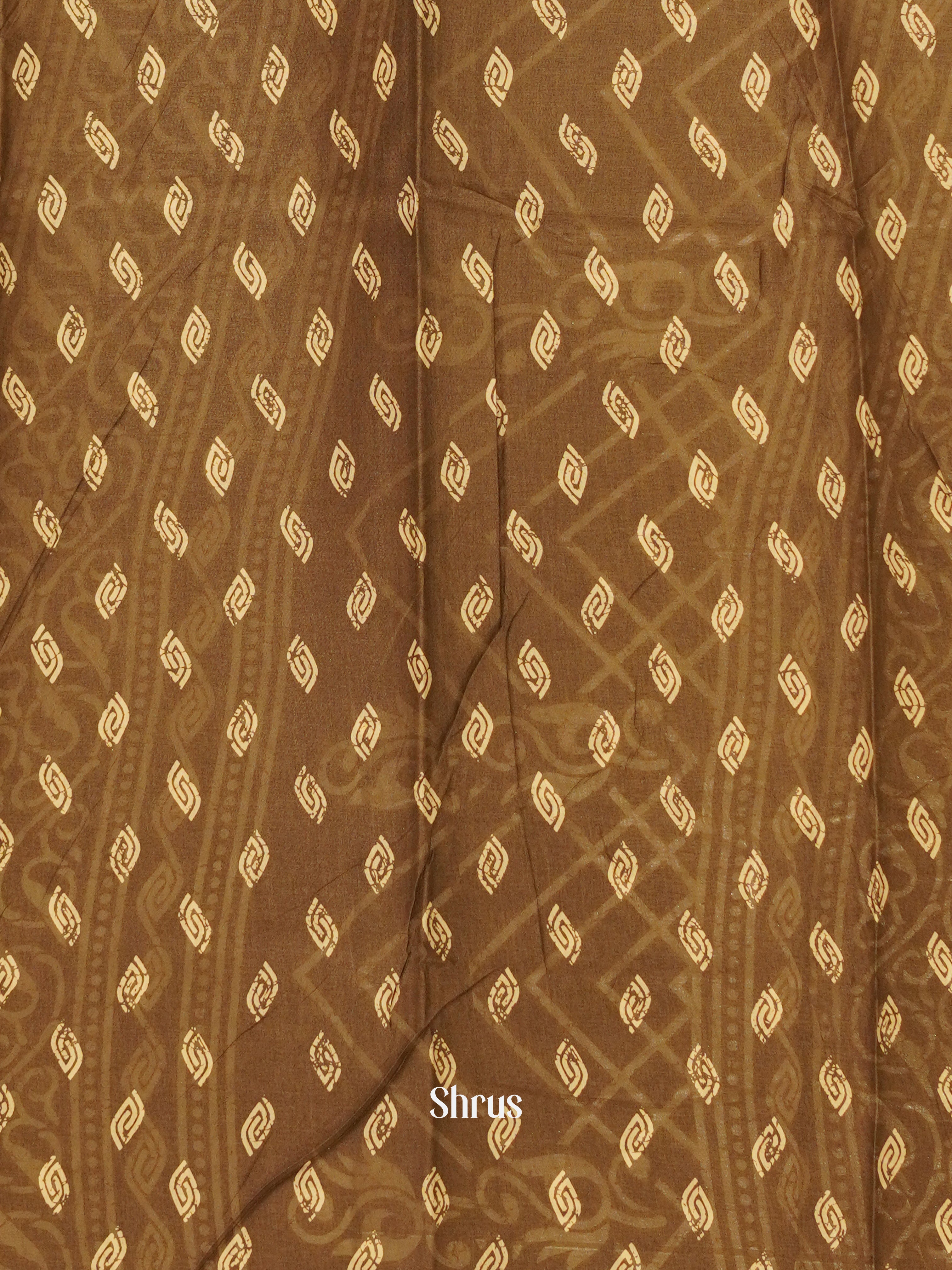 Light Brown(Single Tone) - Semi Crepe Saree - Shop on ShrusEternity.com