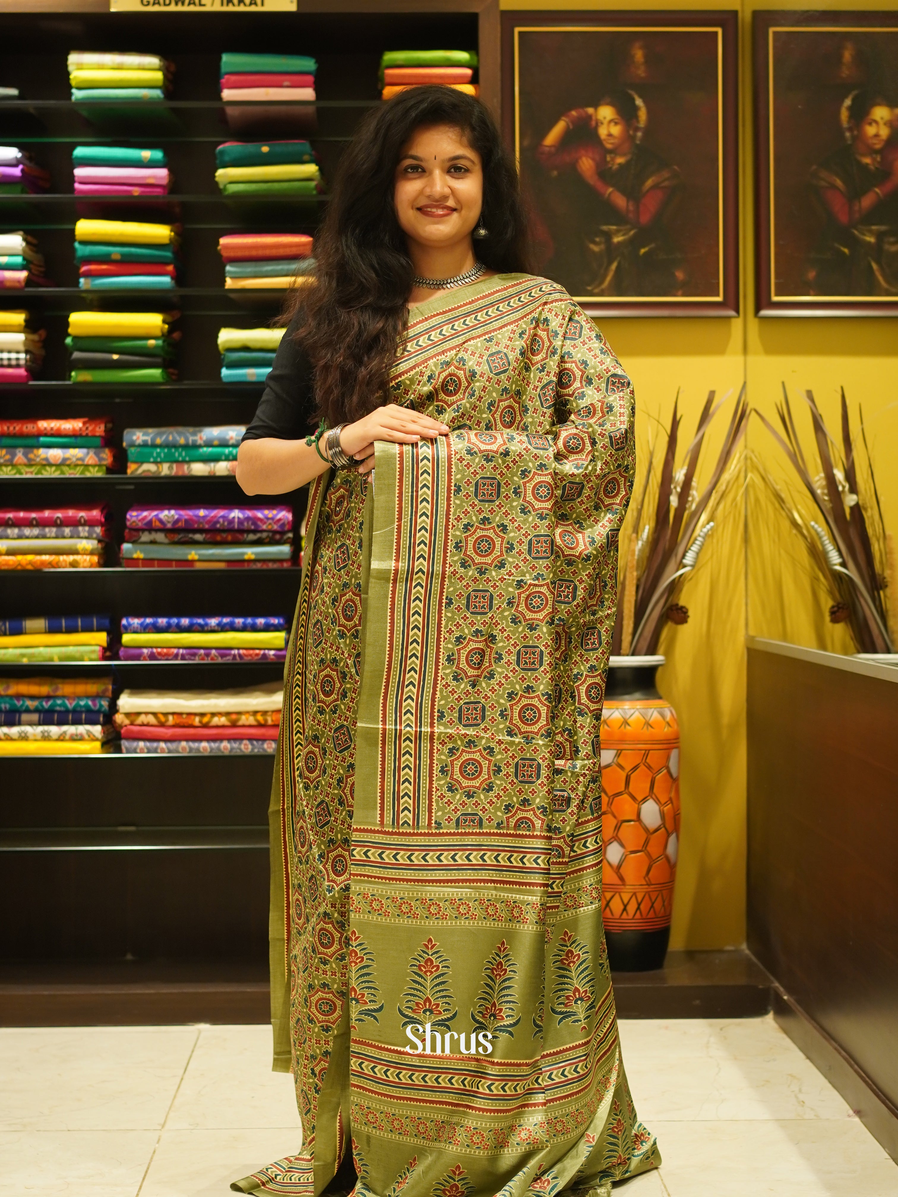 Green(Single Tone) - Semi Crepe Saree - Shop on ShrusEternity.com