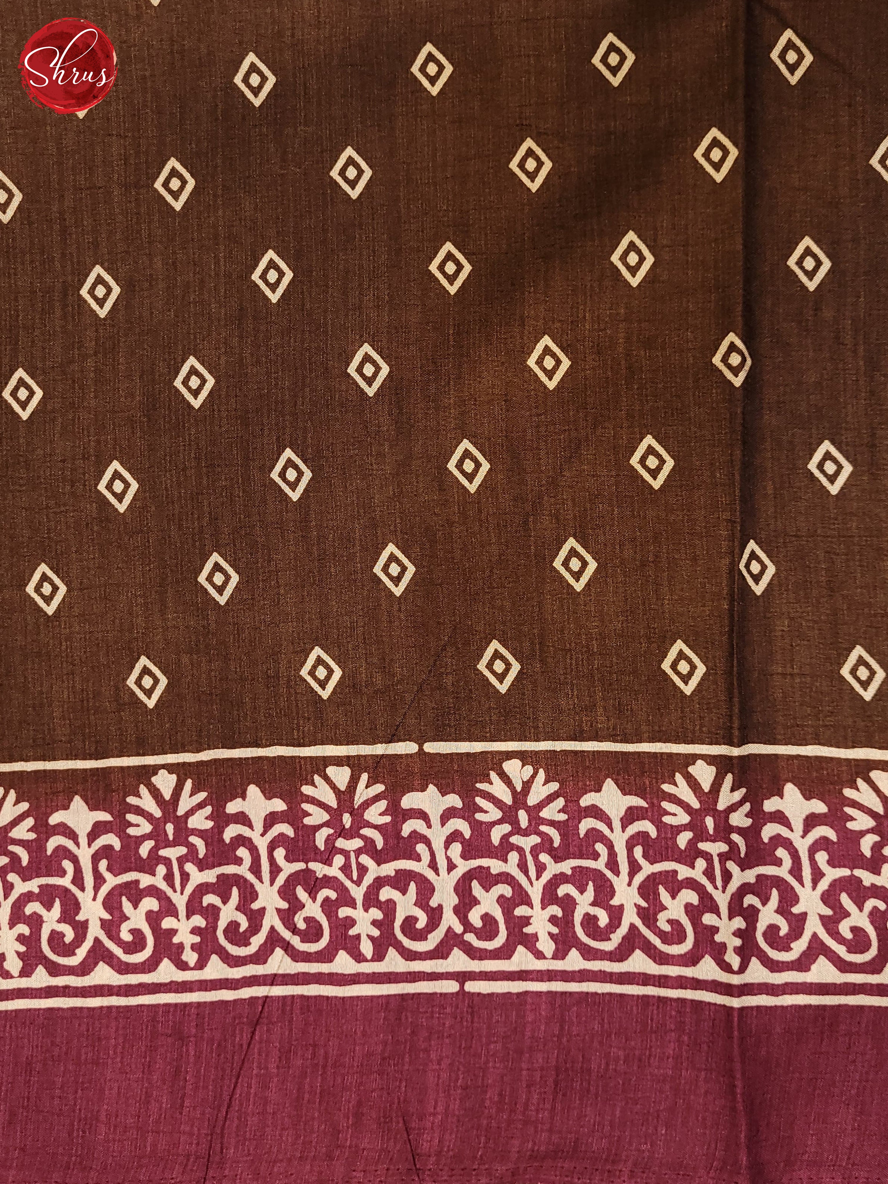 Brown & Wine - Semi Crepe Saree - Shop on ShrusEternity.com