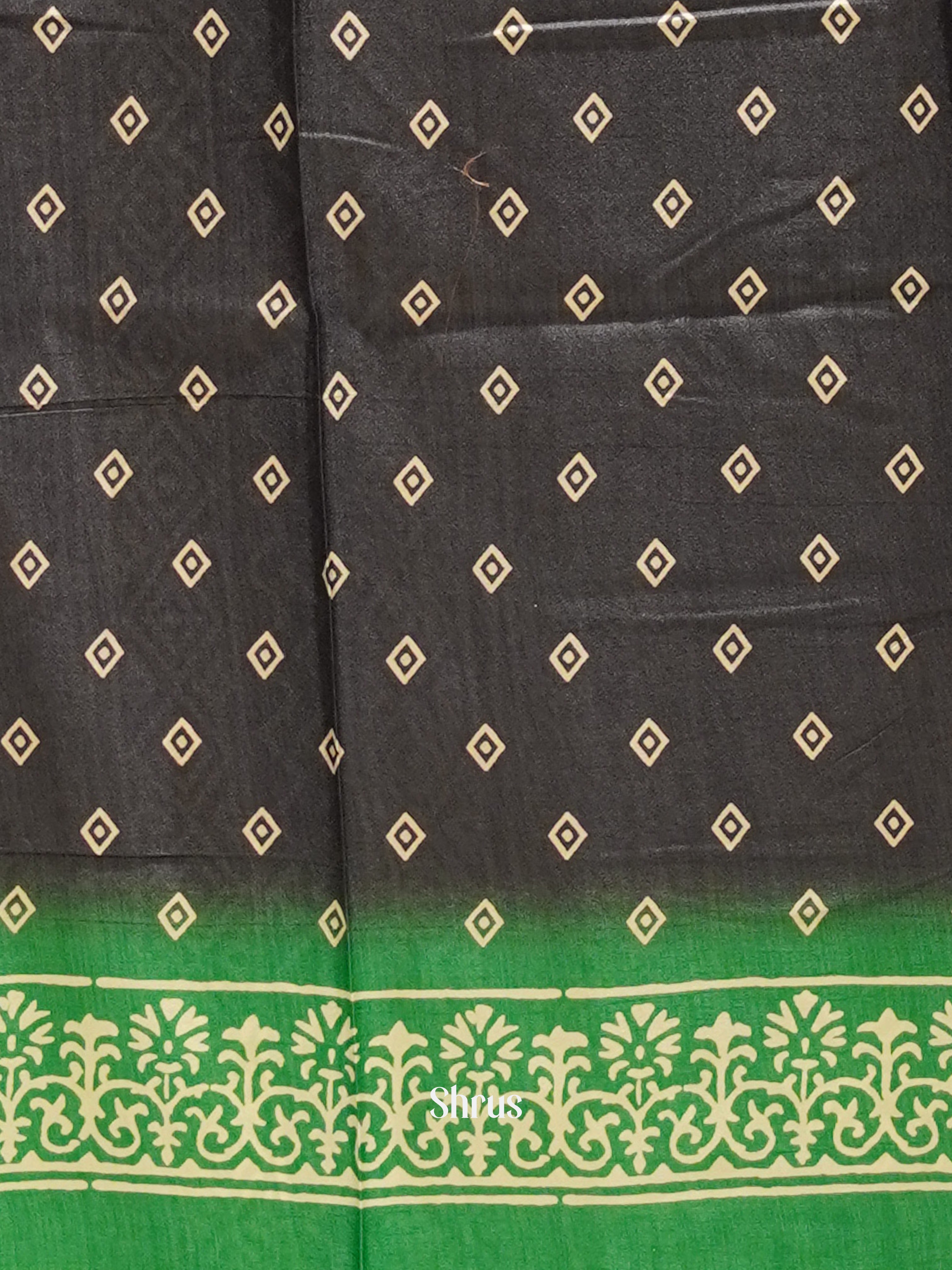 Black & Green- Semi Crepe Saree - Shop on ShrusEternity.com