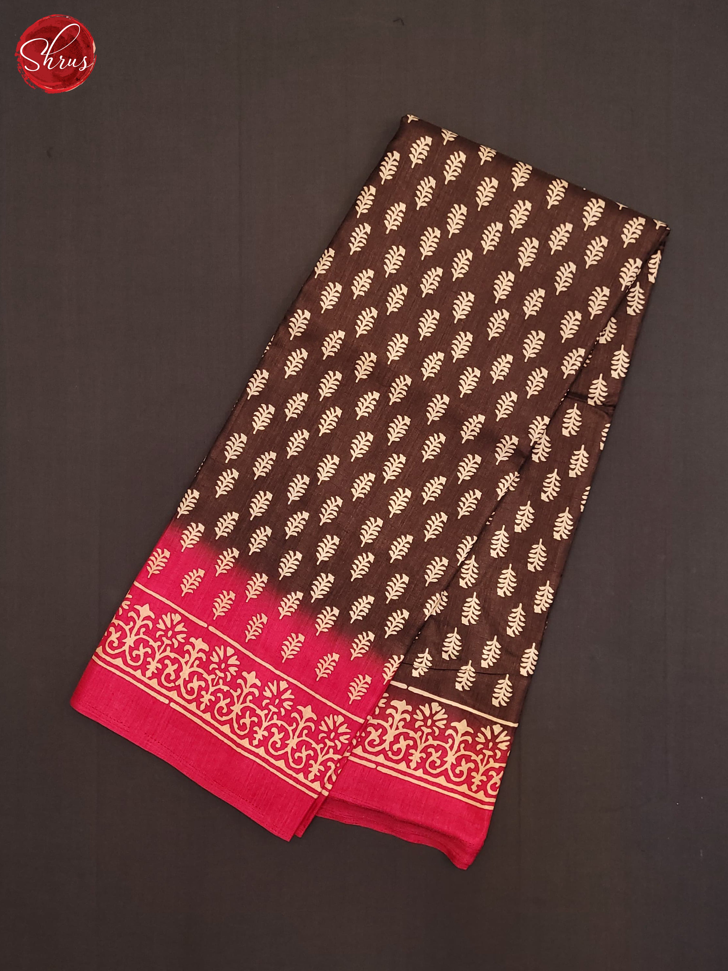Brown & Pink- Semi Crepe Saree - Shop on ShrusEternity.com