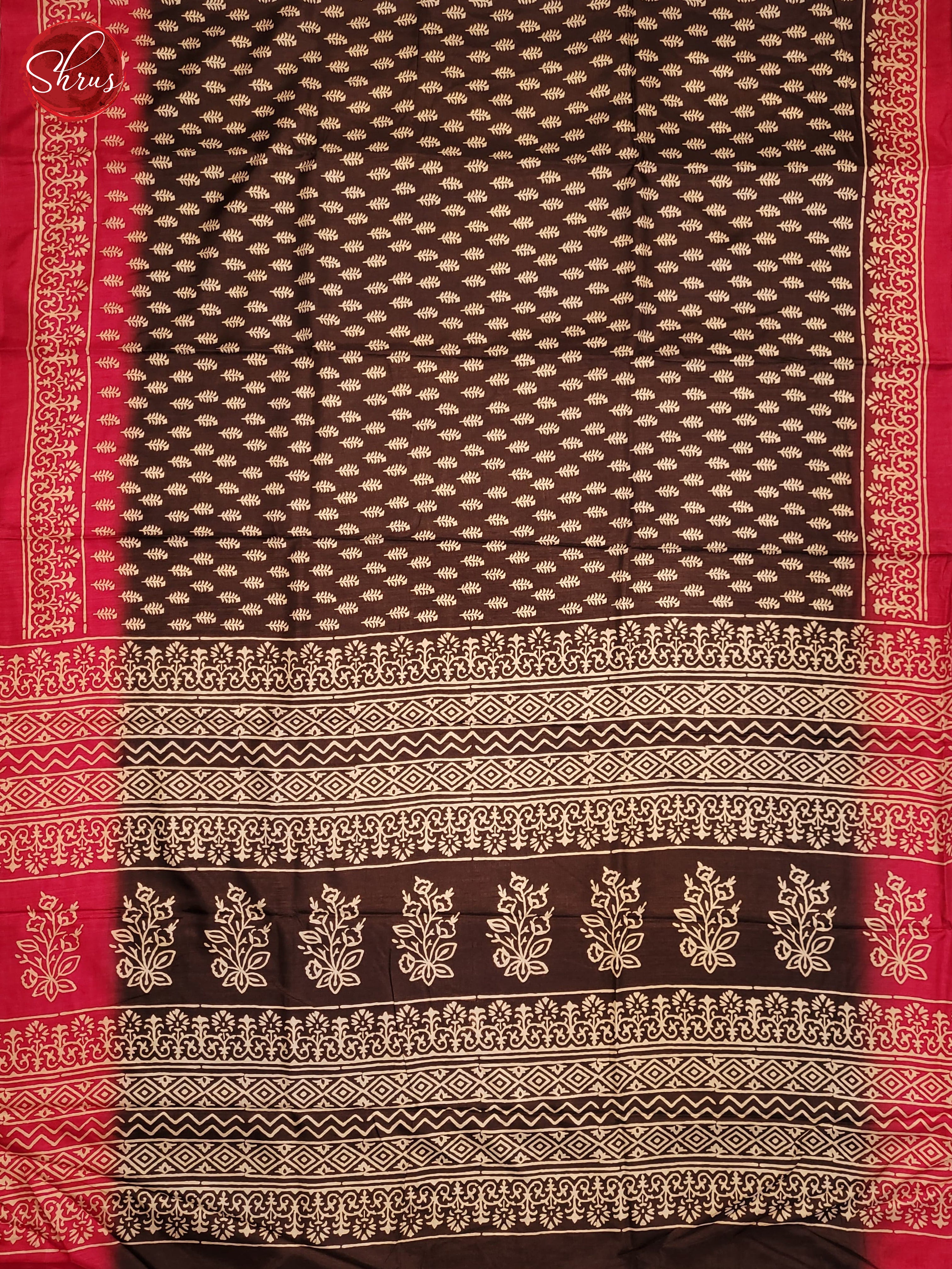 Brown & Pink- Semi Crepe Saree - Shop on ShrusEternity.com