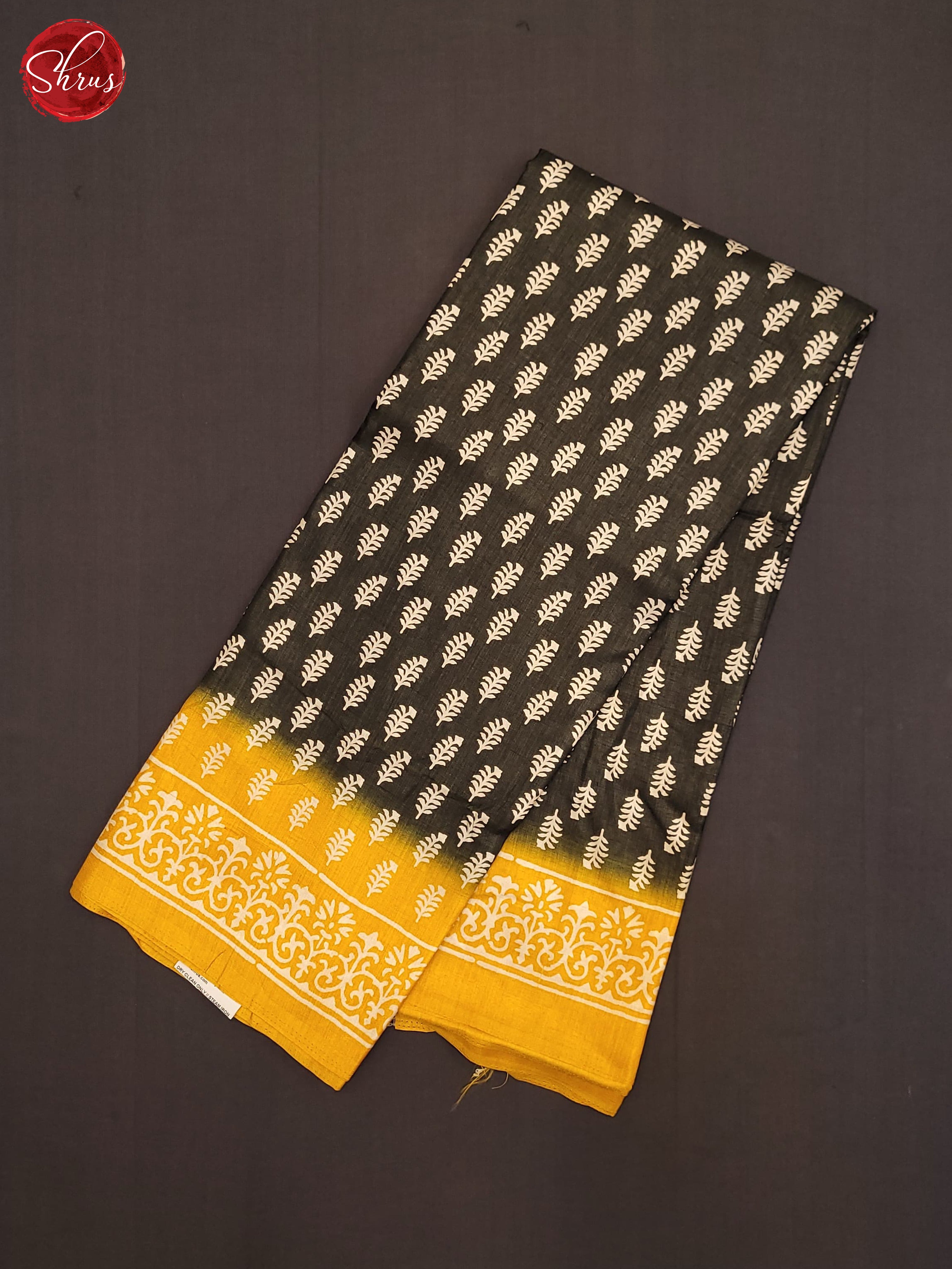 Black & Yellow - Semi Crepe Saree - Shop on ShrusEternity.com