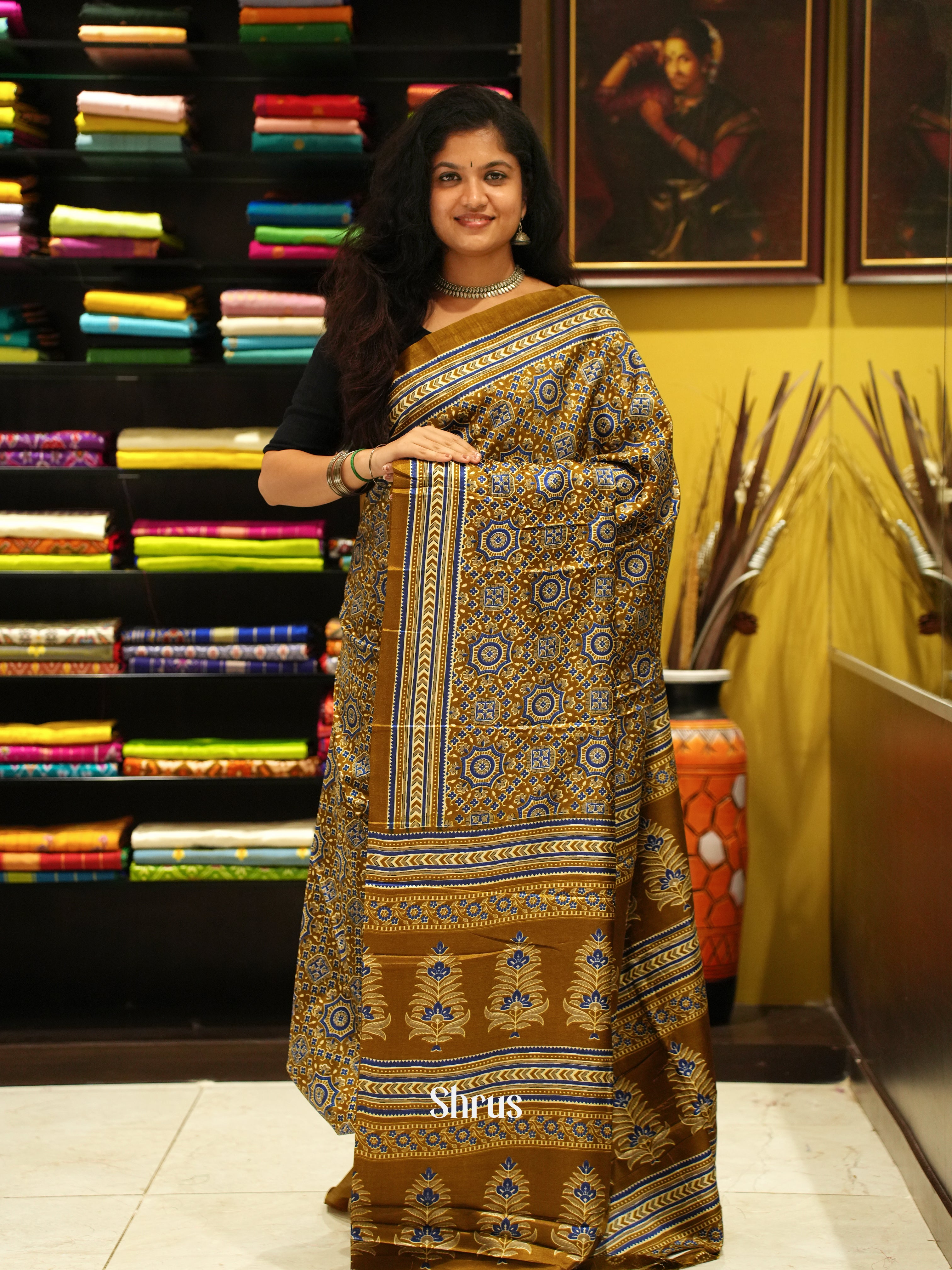 Mehandi Green(Single tone) - Semi Crepe Saree - Shop on ShrusEternity.com