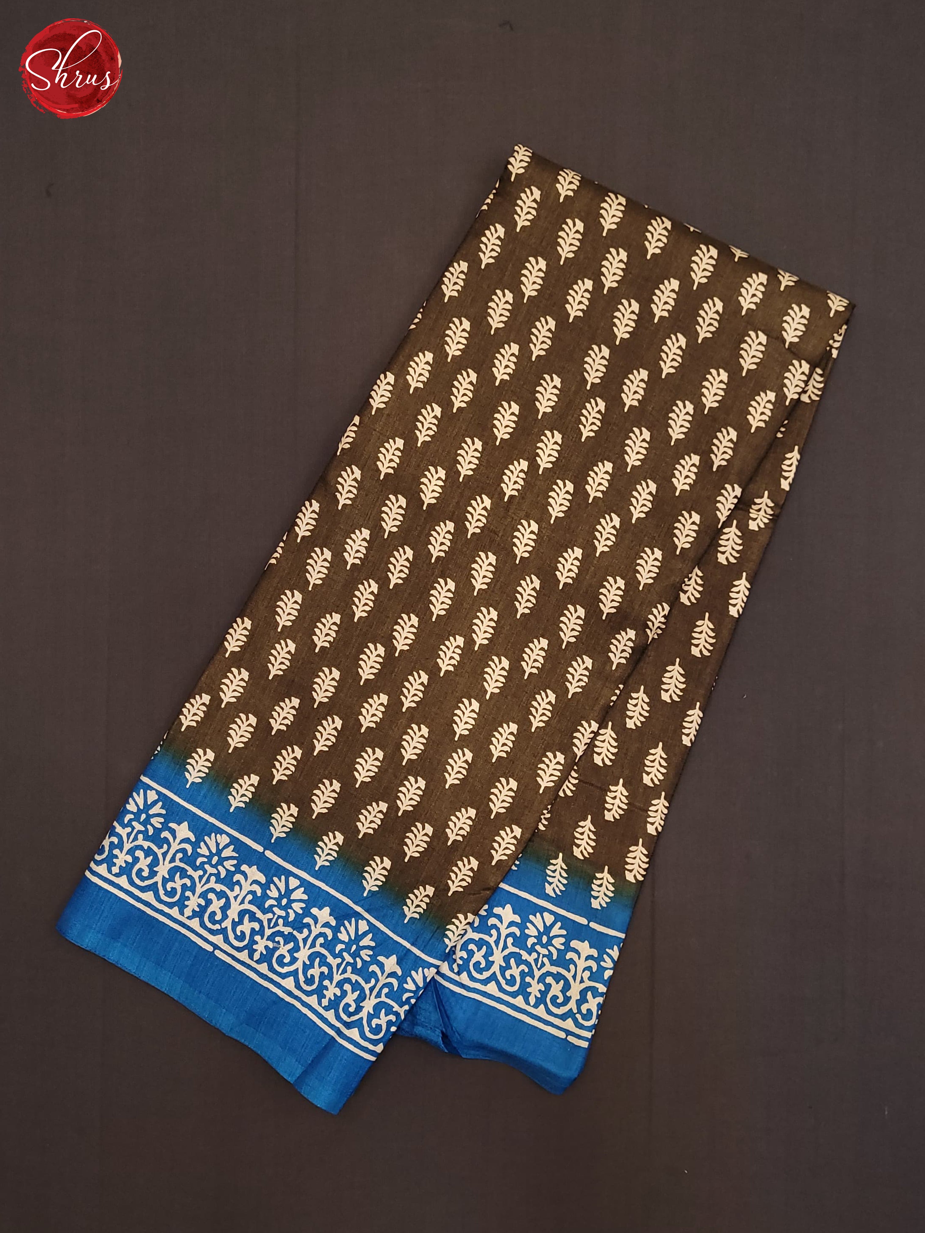 Brown & Blue - Semi Crepe Saree - Shop on ShrusEternity.com