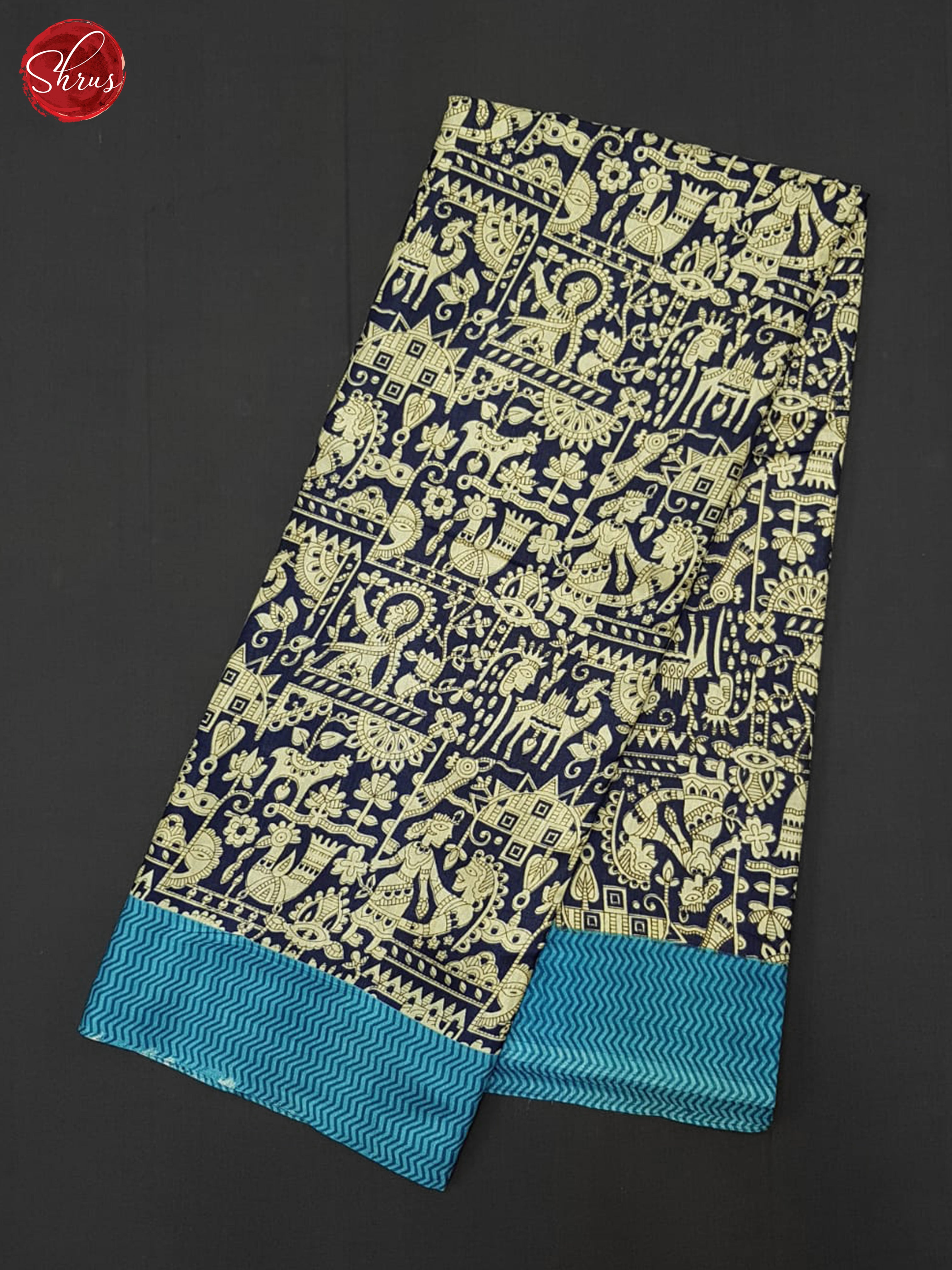 Blue & Teal - Semi Crepe Saree - Shop on ShrusEternity.com