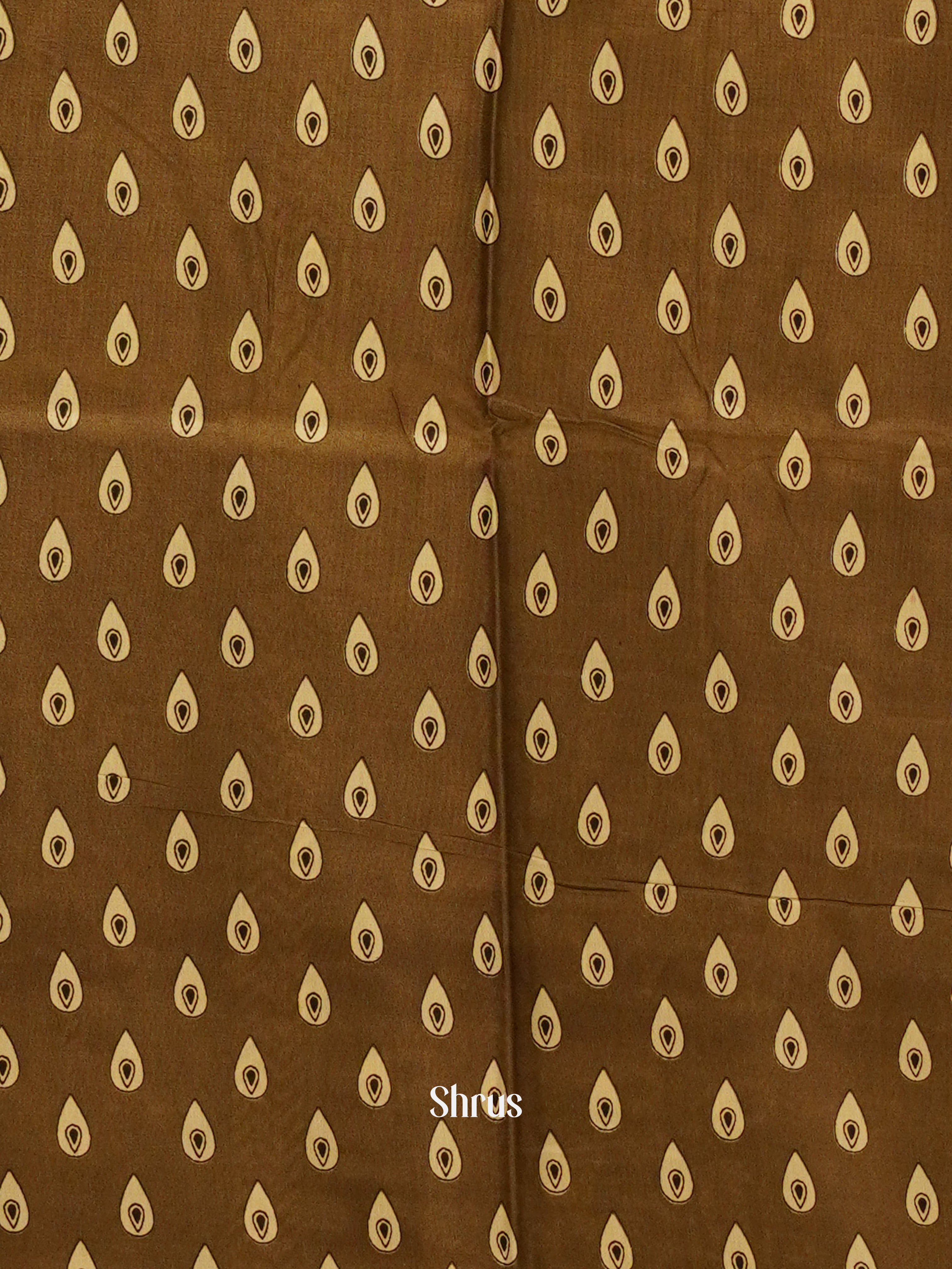 Brown(Single Tone) - Semi Crepe Saree - Shop on ShrusEternity.com