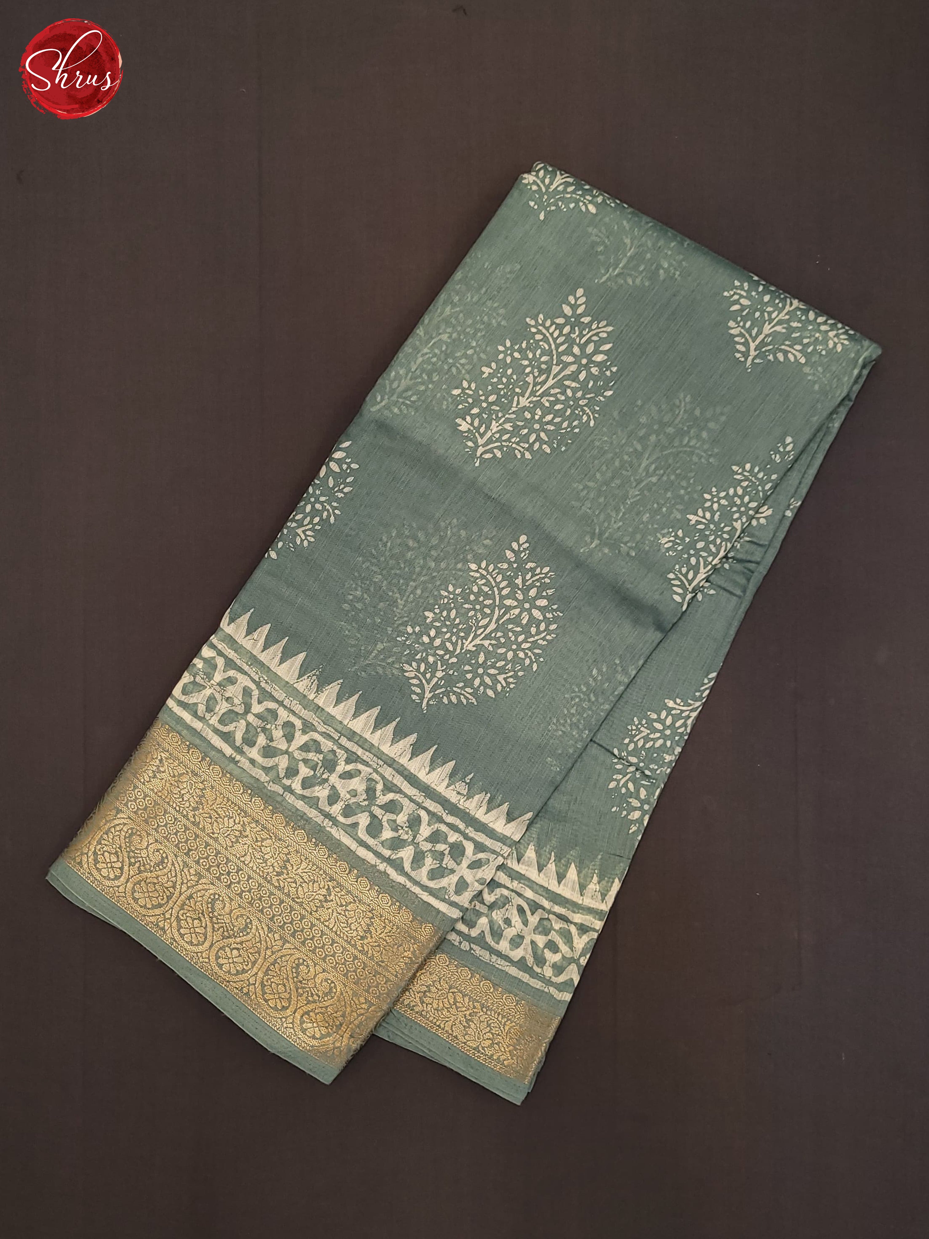 Bluish Grey(Single Tone) - Semi Matka Saree - Shop on ShrusEternity.com