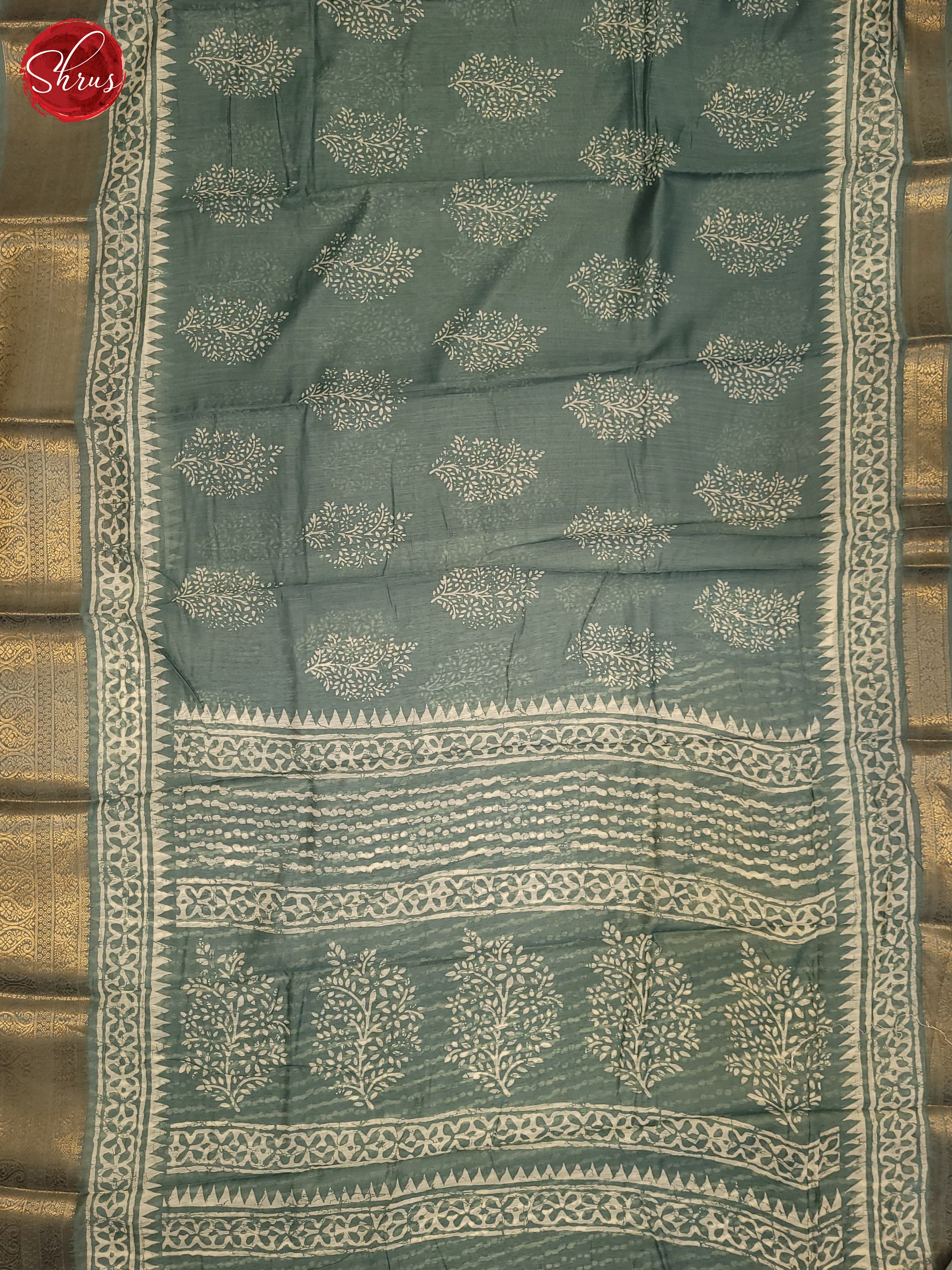 Bluish Grey(Single Tone) - Semi Matka Saree - Shop on ShrusEternity.com
