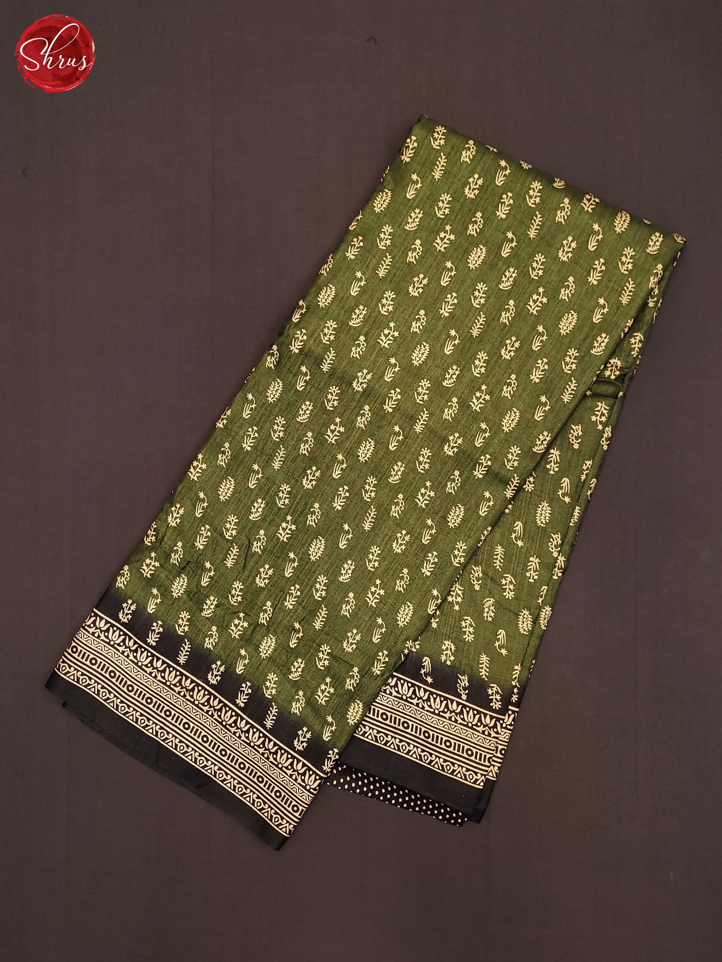Green & Black - Semi Crepe Saree - Shop on ShrusEternity.com