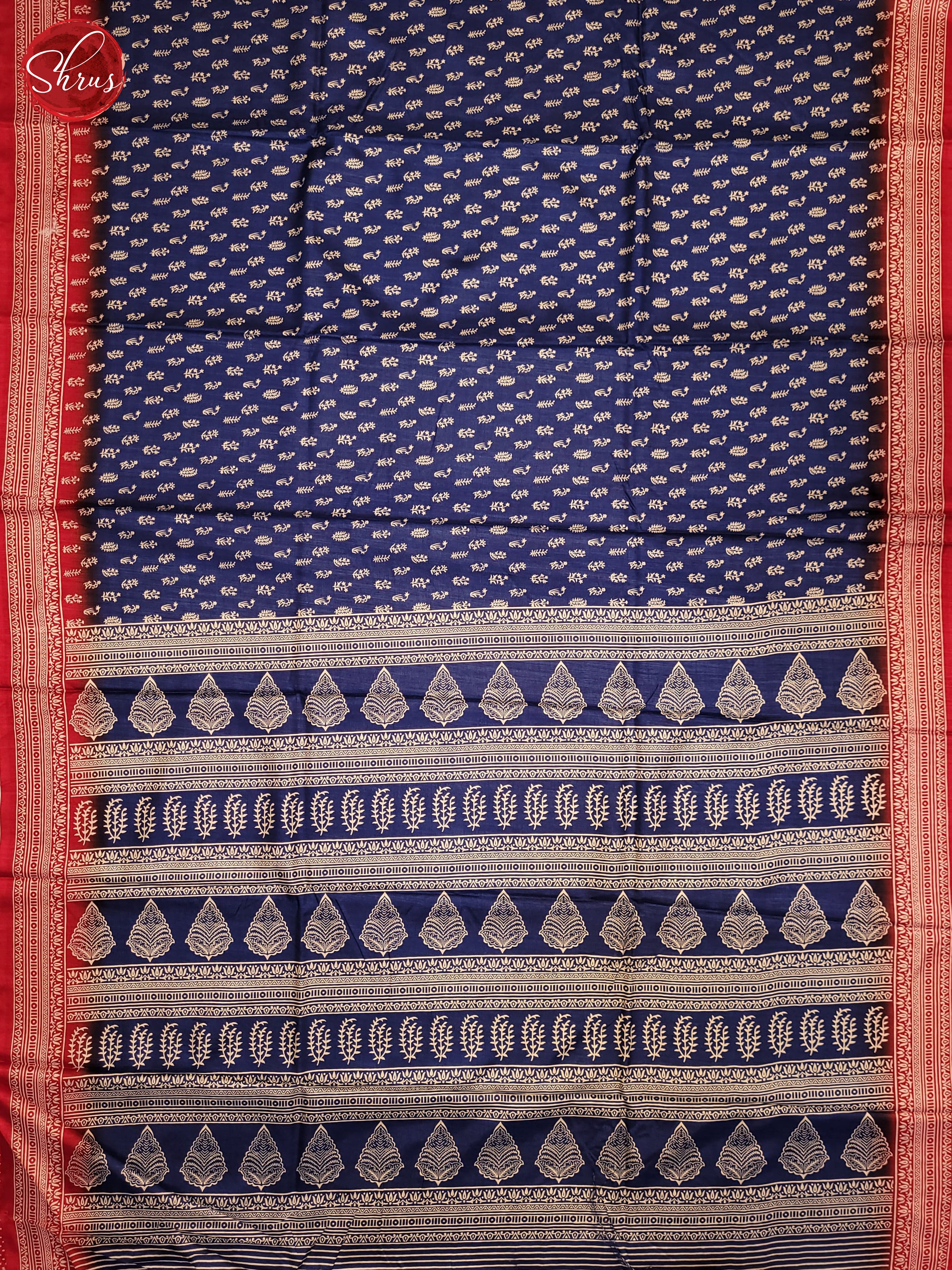 Blue & Pink - Semi Crepe Saree - Shop on ShrusEternity.com