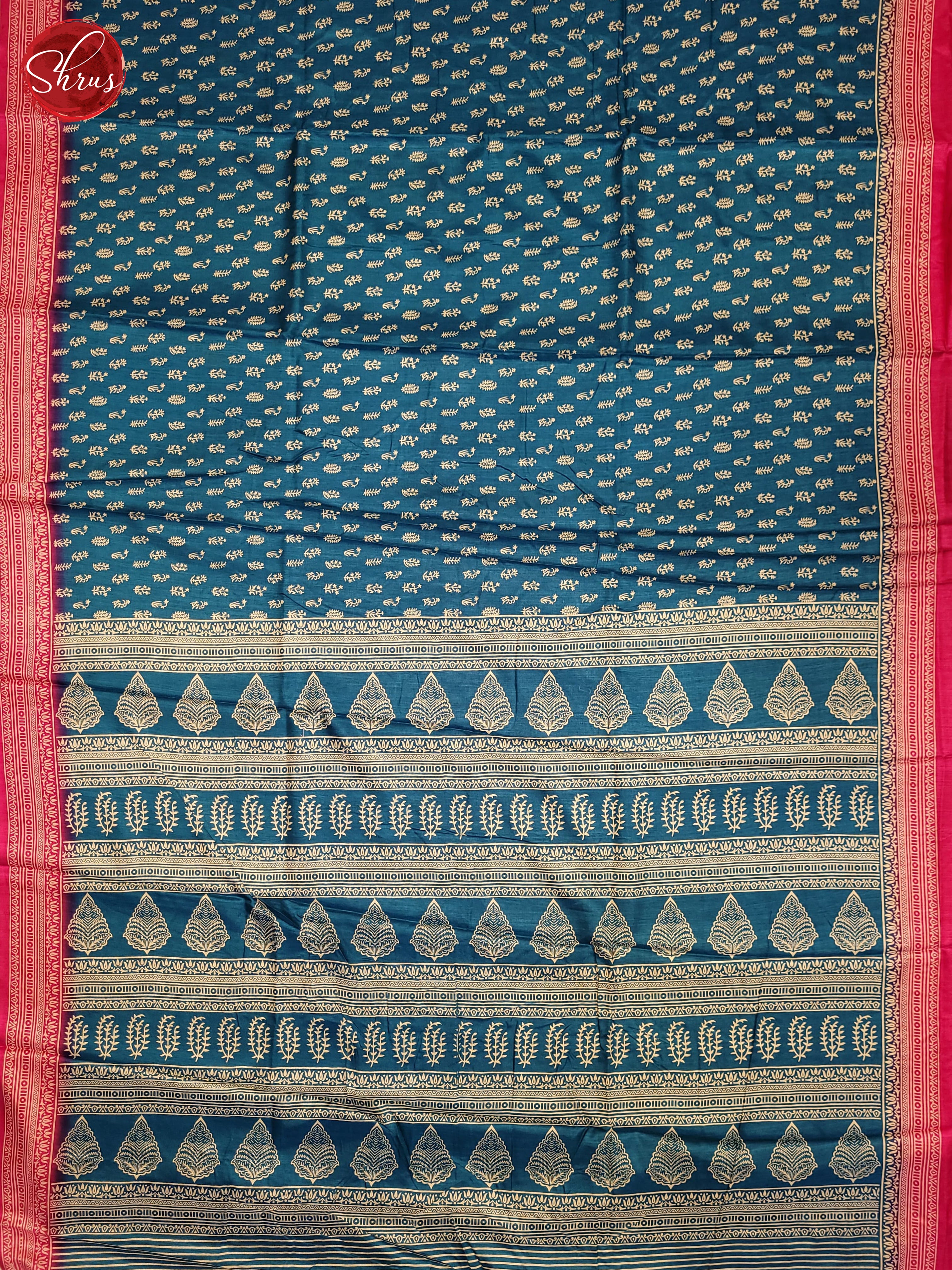 Blue & Pink - Semi Crepe Saree - Shop on ShrusEternity.com