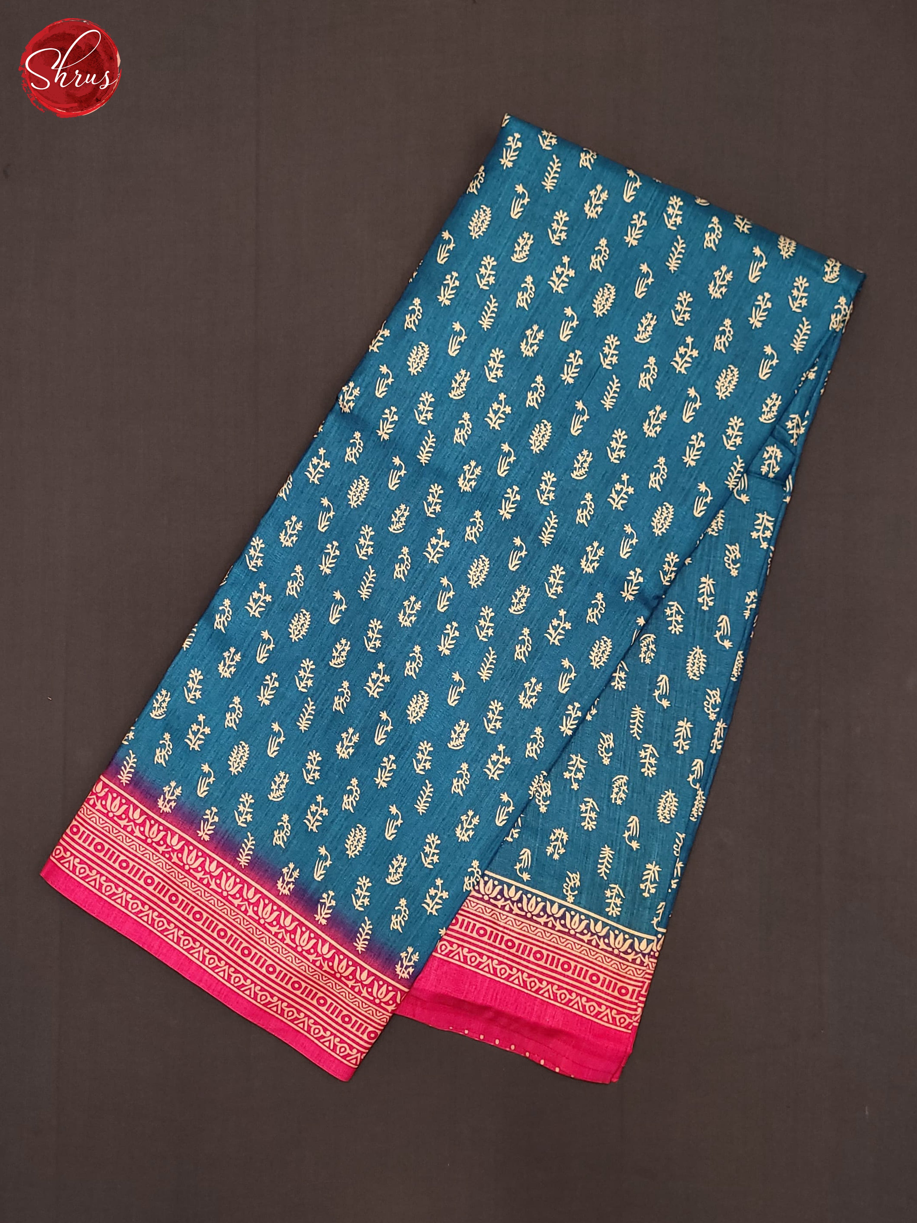 Blue & Pink - Semi Crepe Saree - Shop on ShrusEternity.com