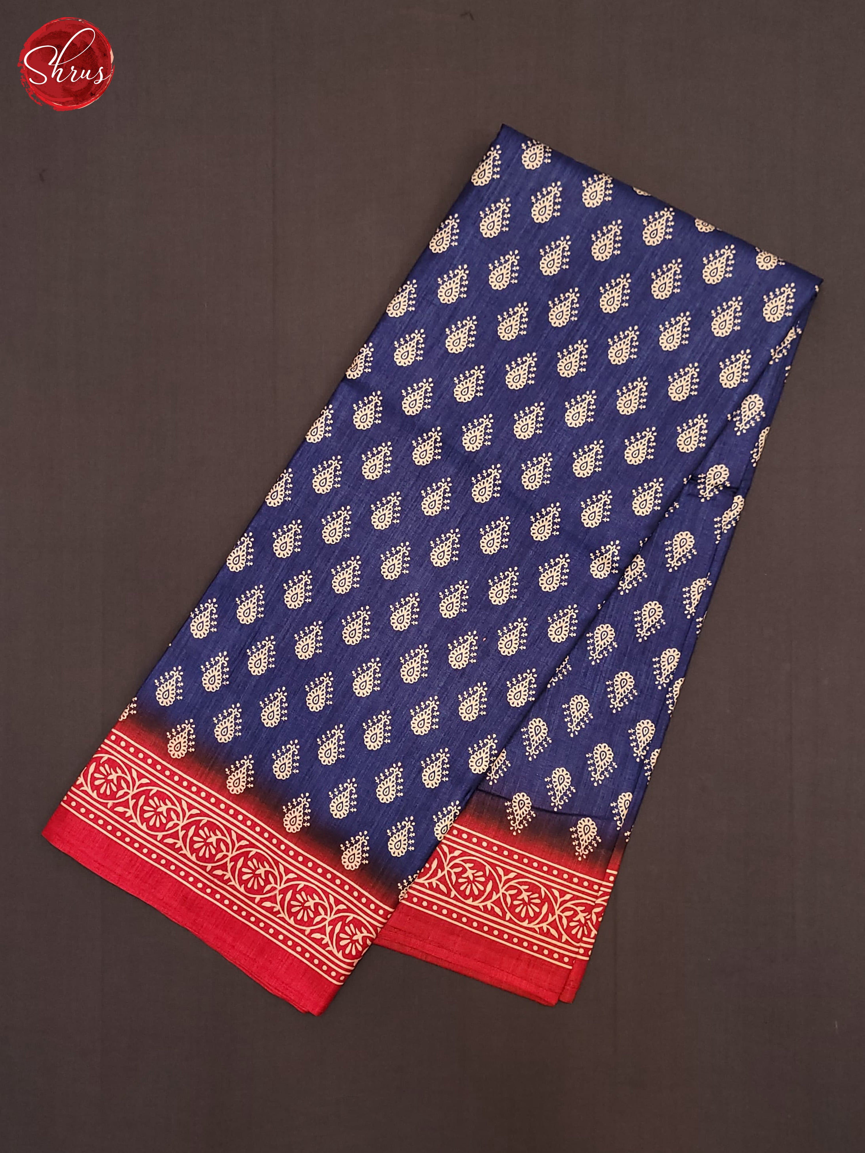 Blue & REd- Semi Crepe Saree - Shop on ShrusEternity.com