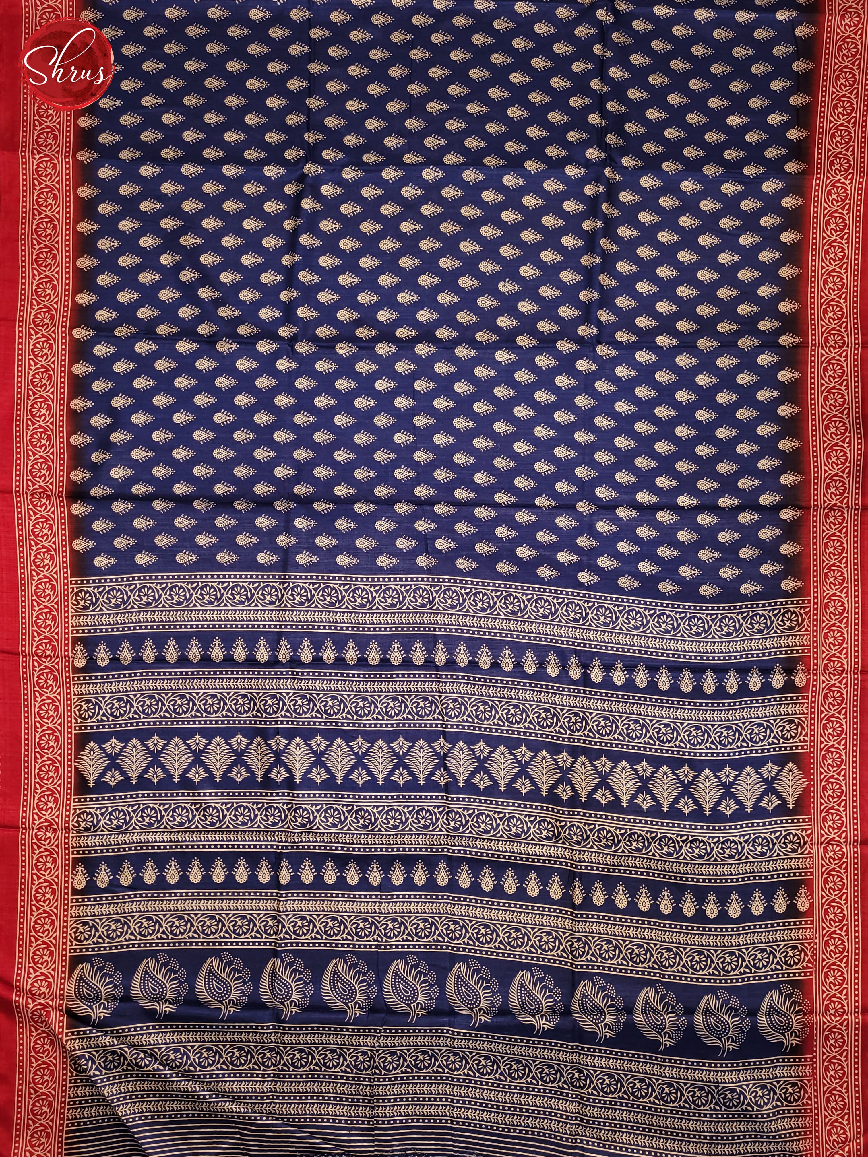 Blue & REd- Semi Crepe Saree - Shop on ShrusEternity.com