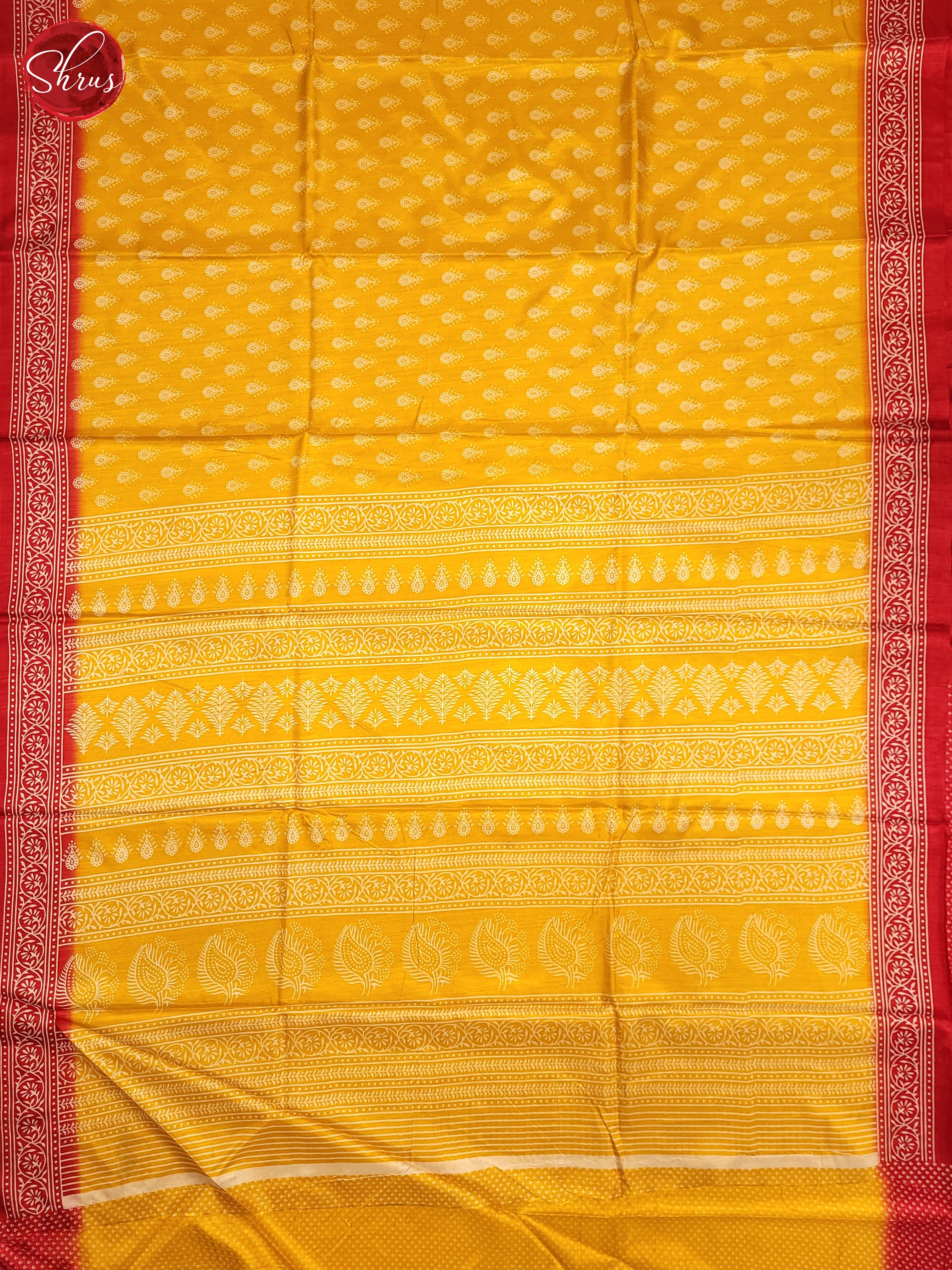 Yellow & Red- Semi Crepe Saree - Shop on ShrusEternity.com