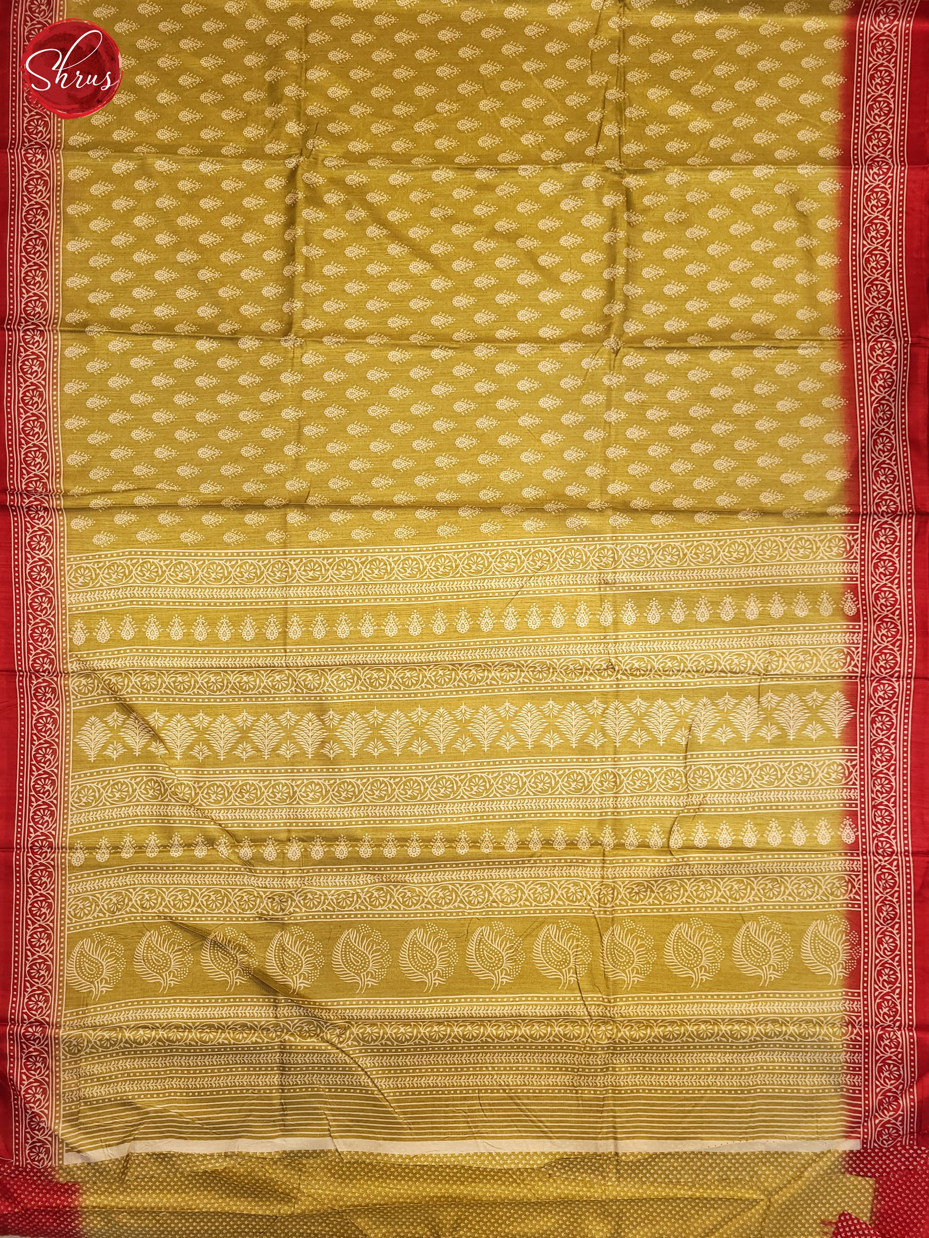 Green & Red - Semi Crepe Saree - Shop on ShrusEternity.com