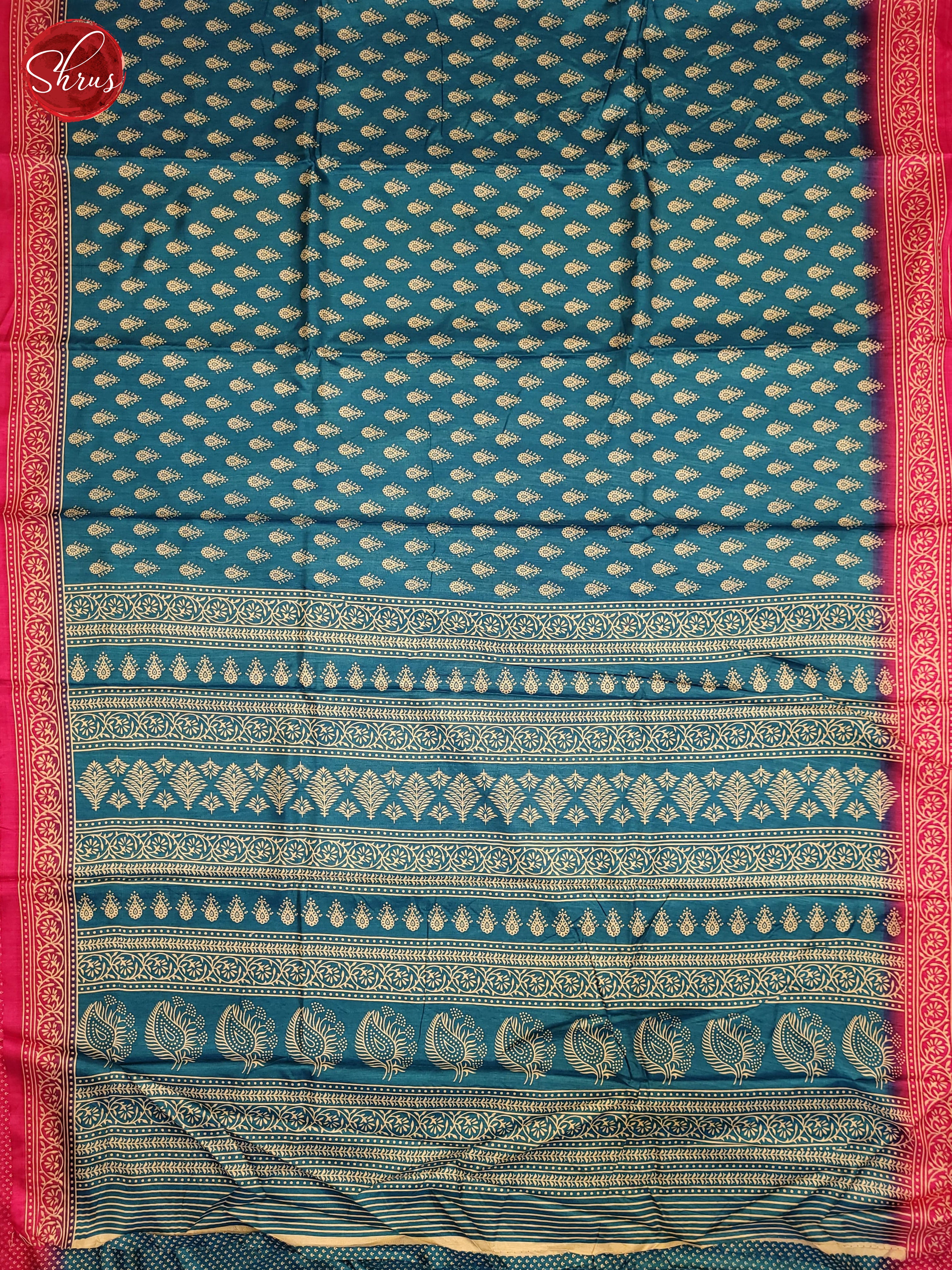 Blue & Pink - Semi Crepe Saree - Shop on ShrusEternity.com