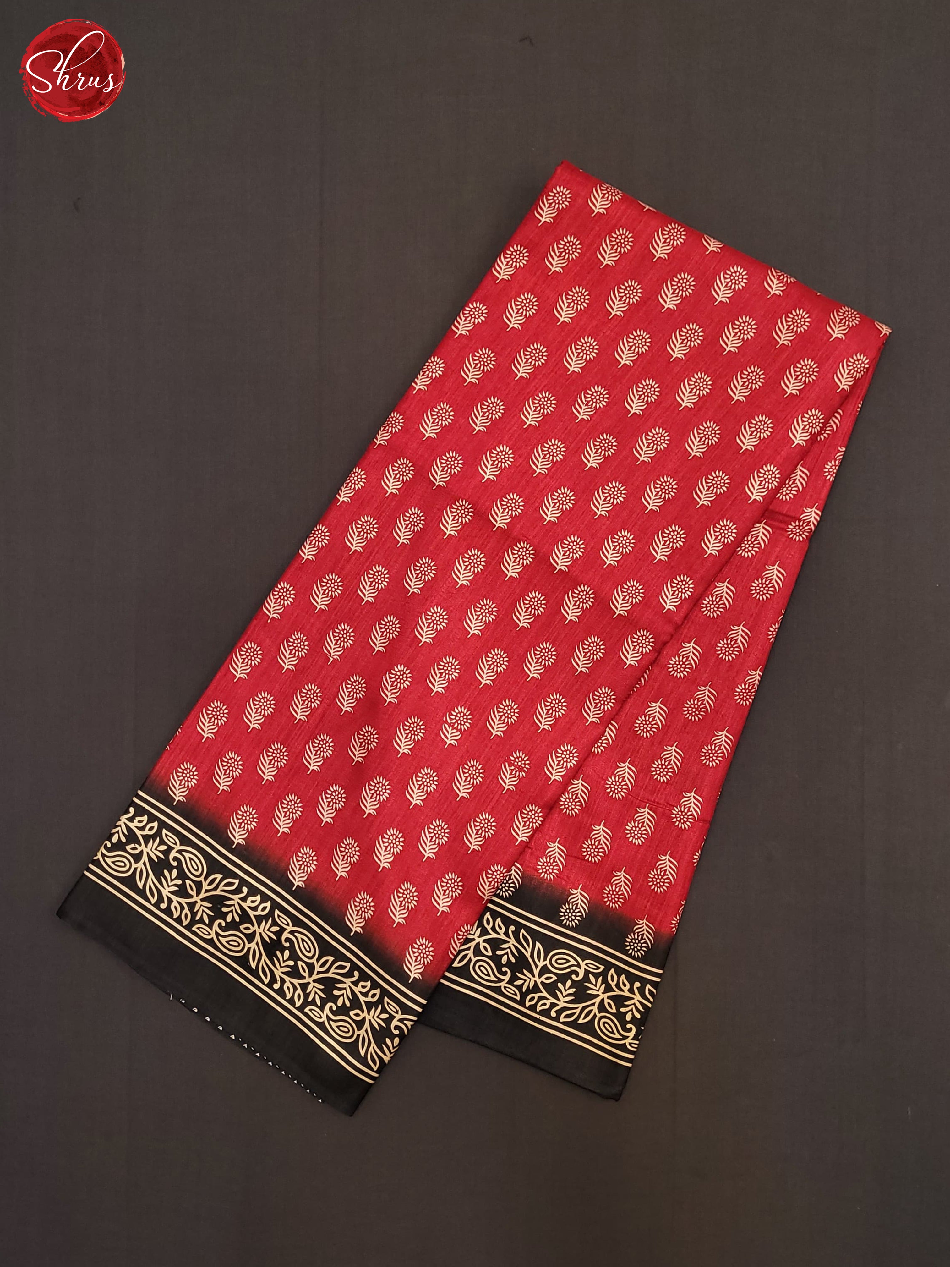 Red & Black - Semi Crepe Saree - Shop on ShrusEternity.com