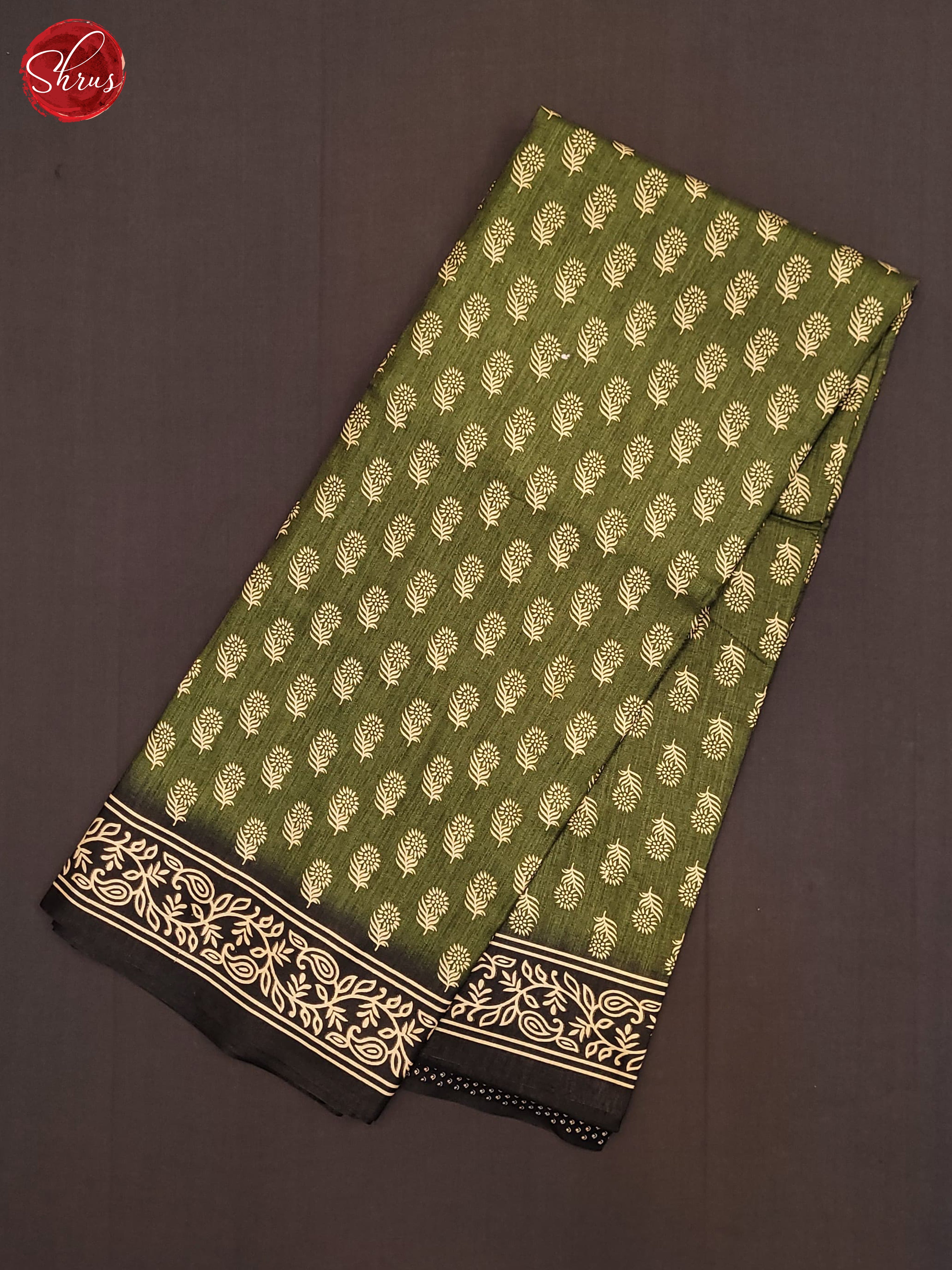 Green & Black - Semi Crepe Saree - Shop on ShrusEternity.com
