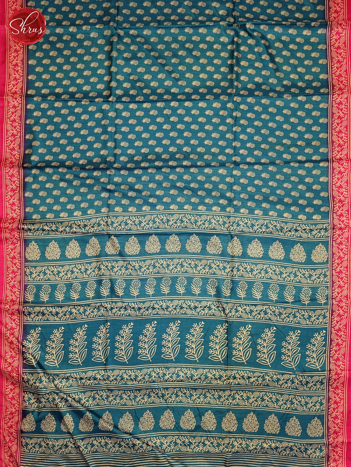Blue & Pink - Semi Crepe Saree - Shop on ShrusEternity.com