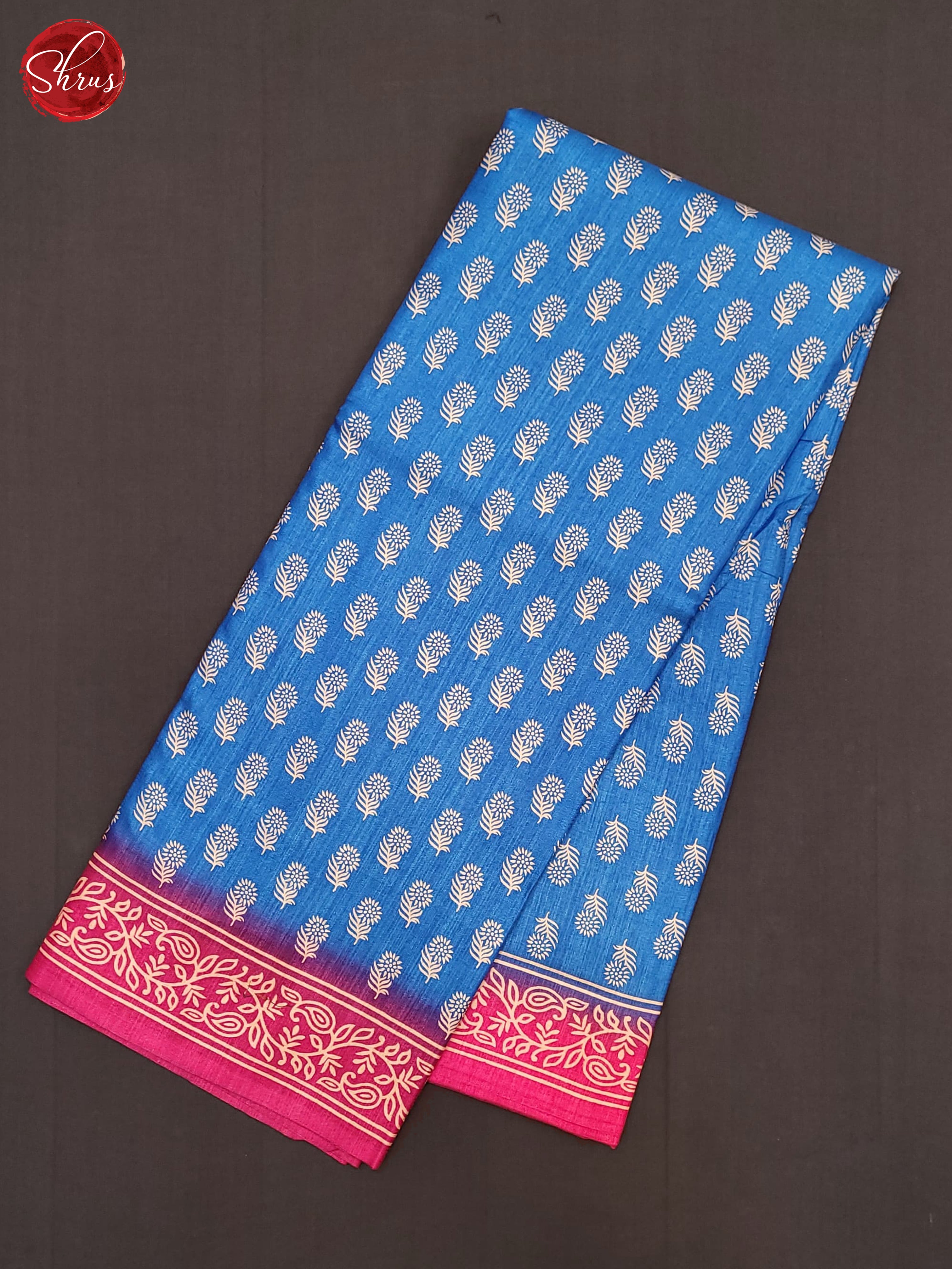 Blue & Pink - Semi Crepe Saree - Shop on ShrusEternity.com