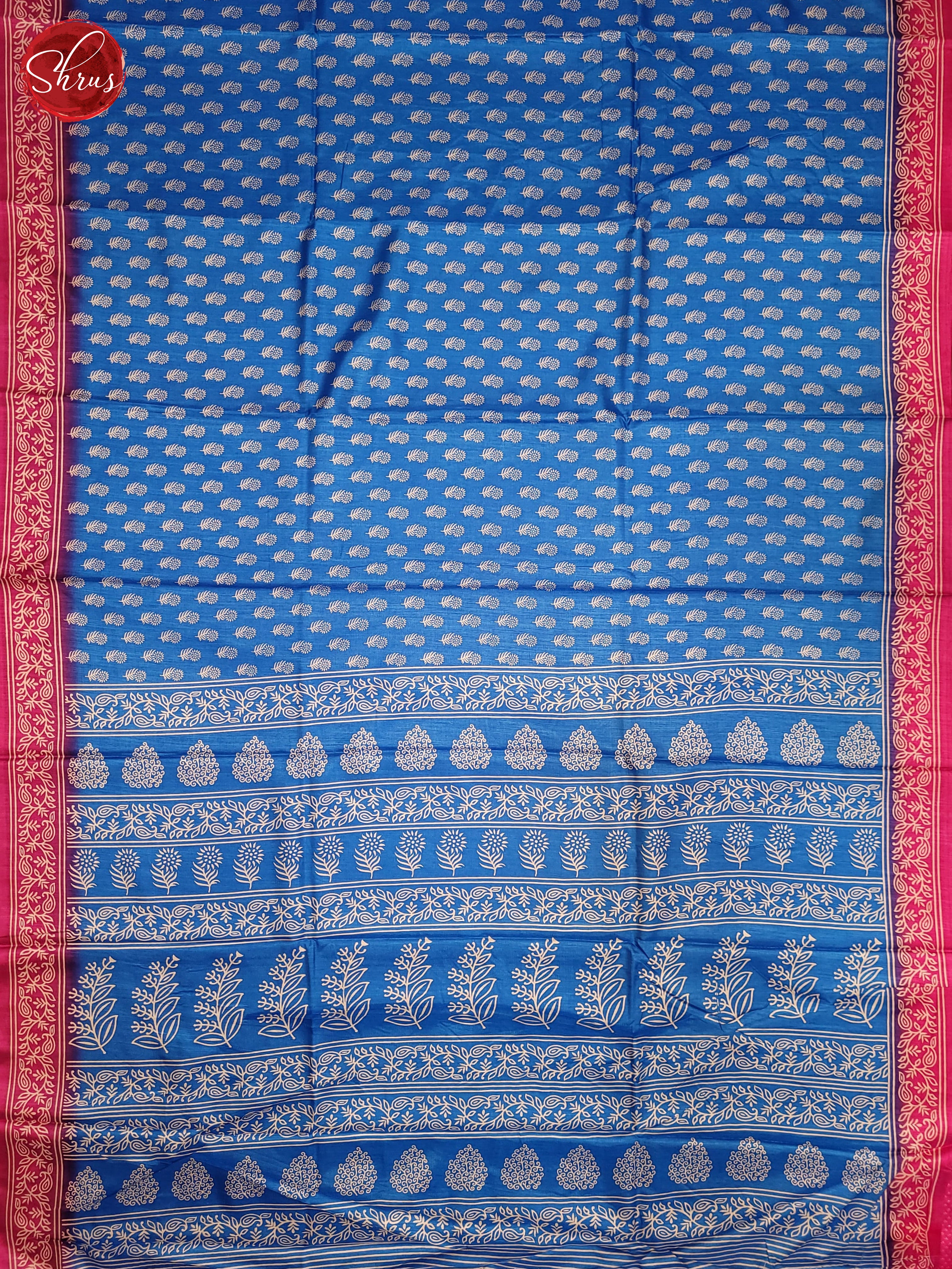 Blue & Pink - Semi Crepe Saree - Shop on ShrusEternity.com