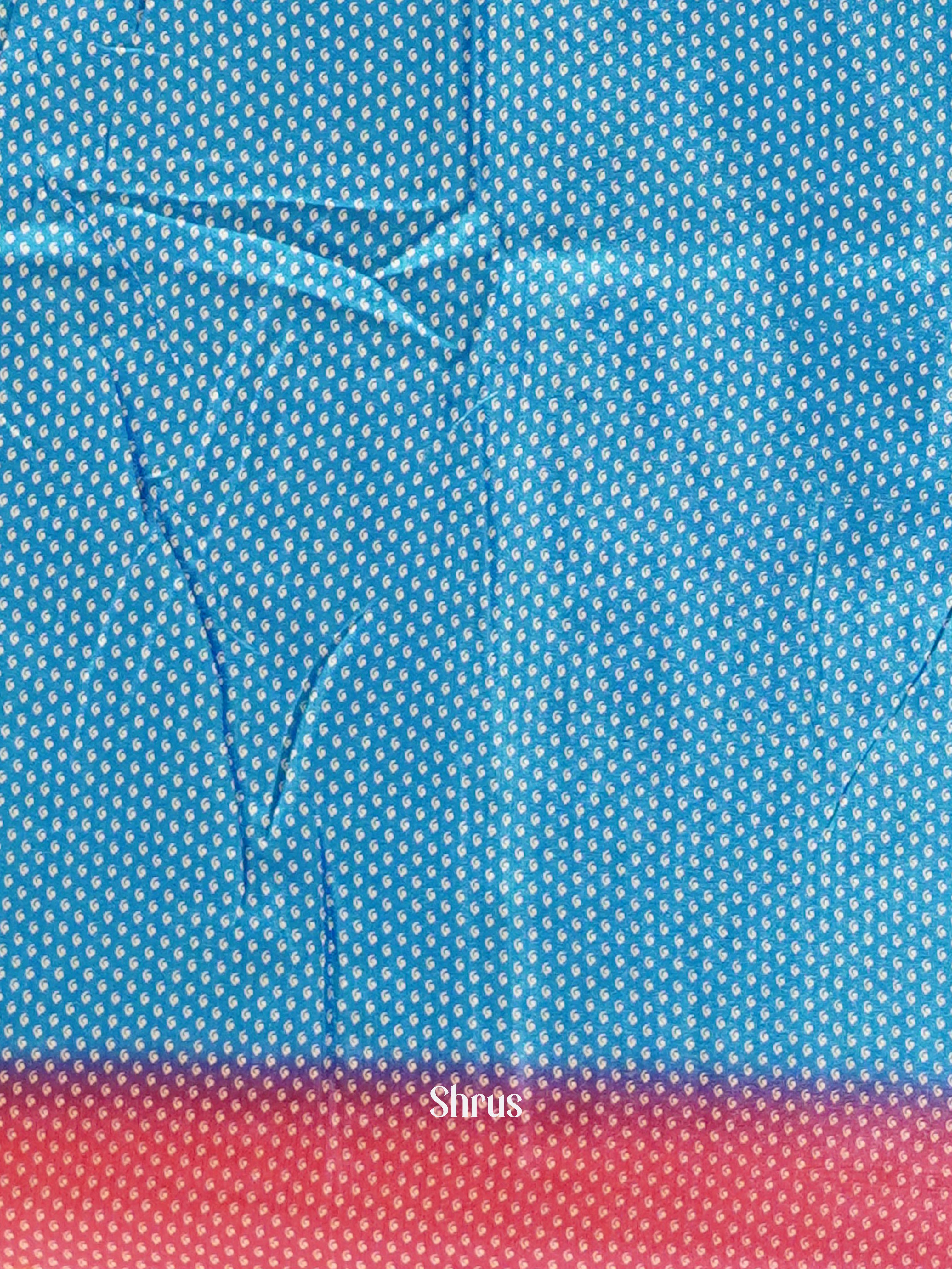 Blue & Pink - Semi Crepe Saree - Shop on ShrusEternity.com