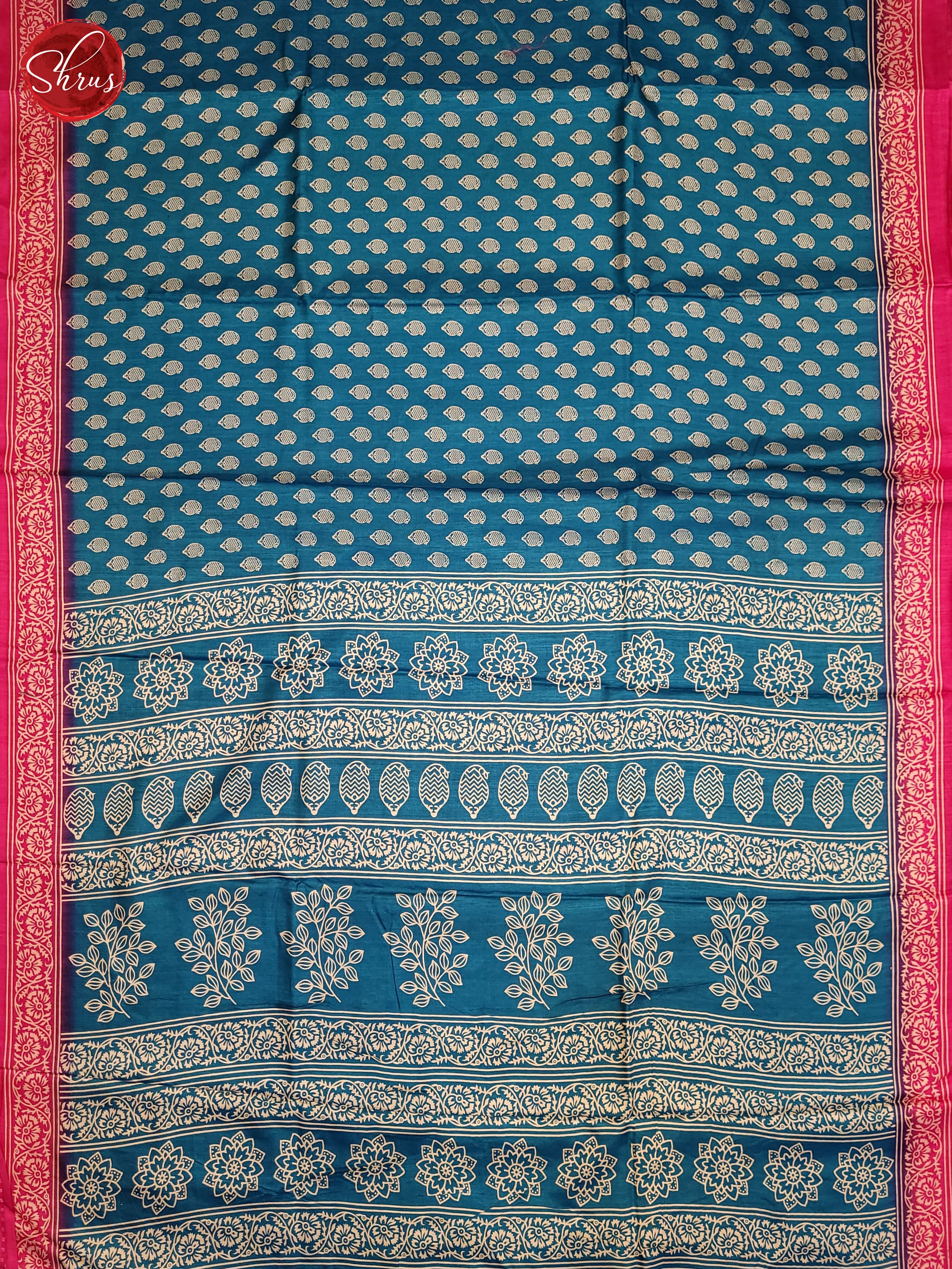 Blue & Pink - Semi Crepe Saree - Shop on ShrusEternity.com