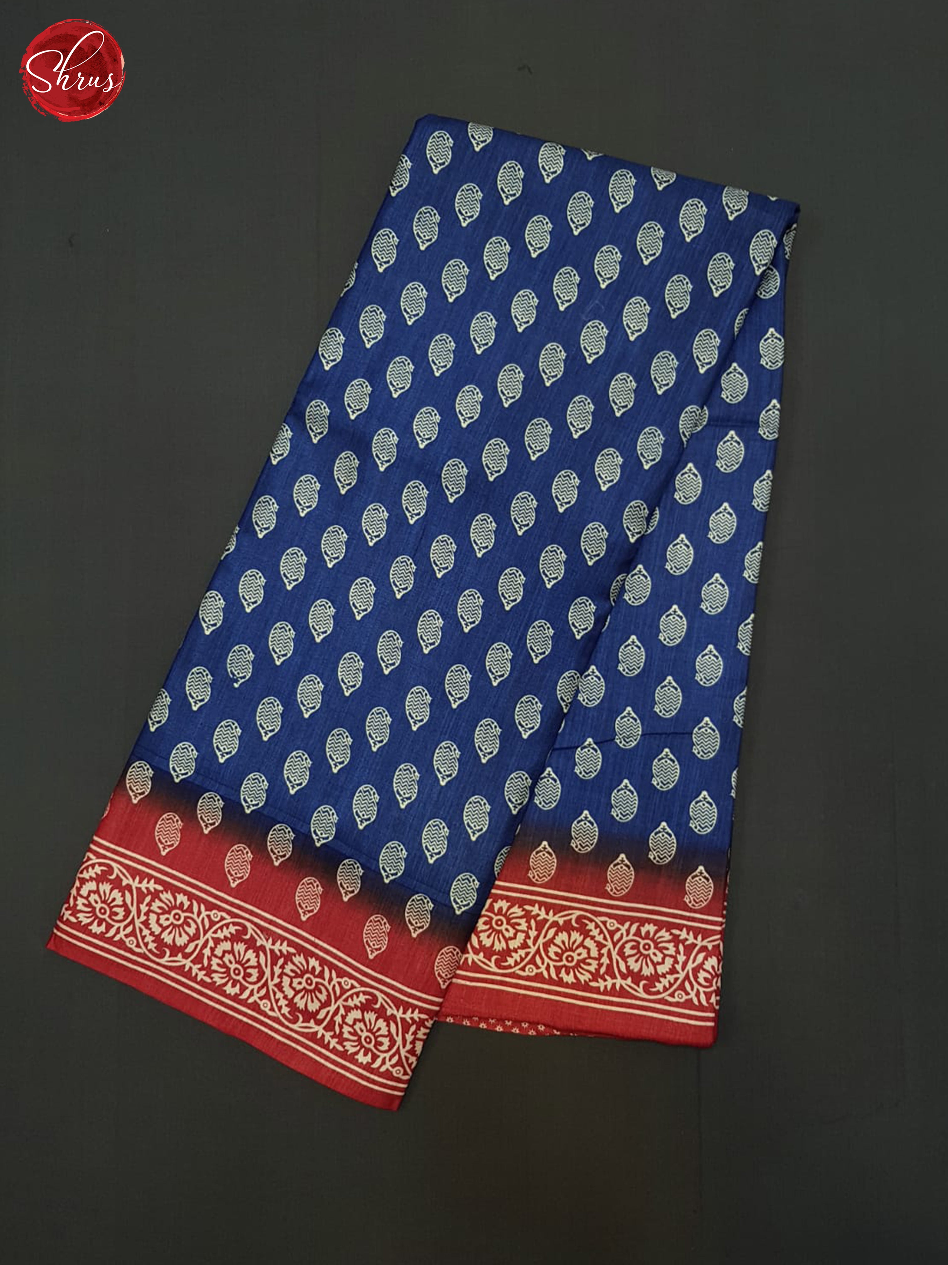 blue and red-semi crepe saree - Shop on ShrusEternity.com