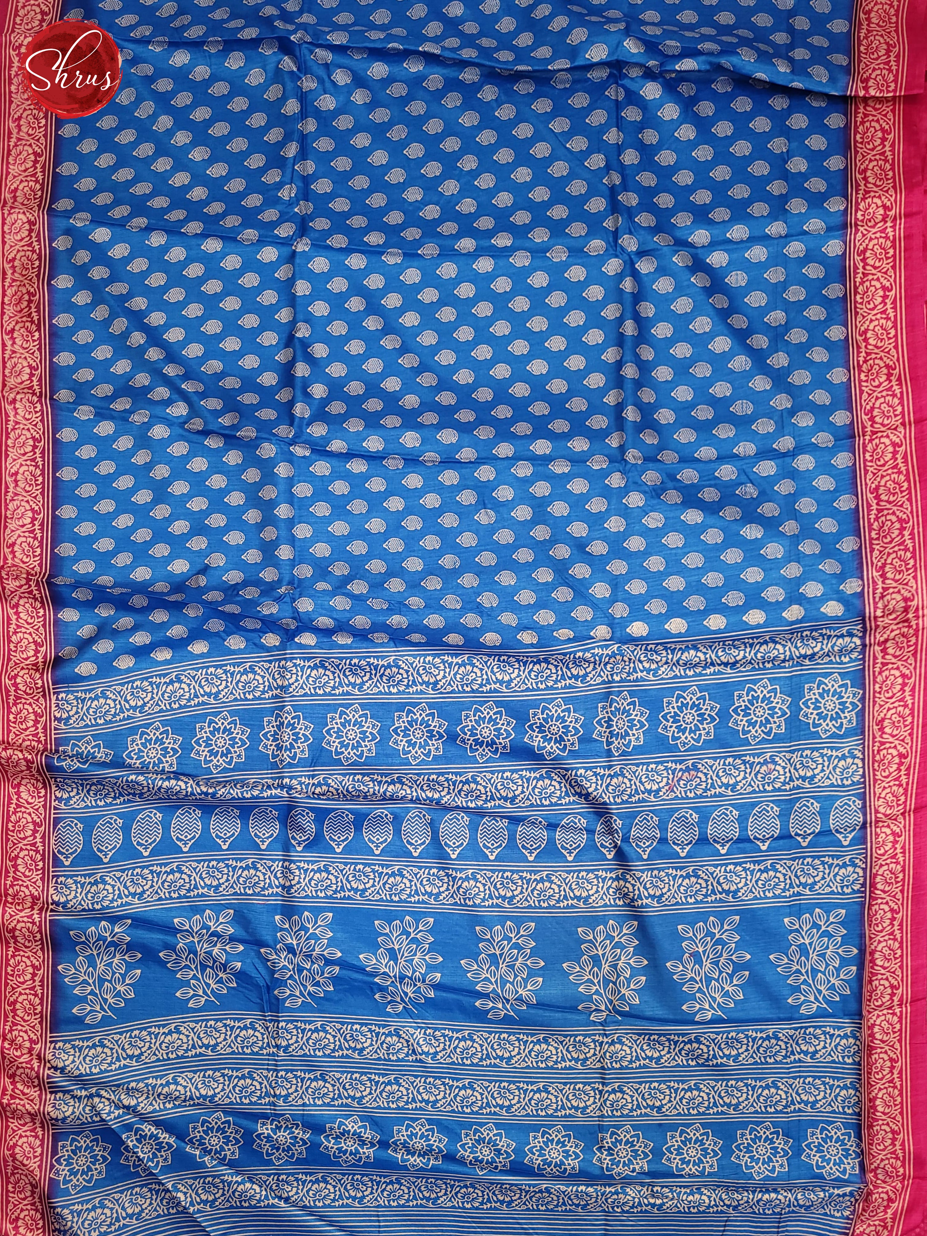 Blue & Pink - Semi Crepe Saree - Shop on ShrusEternity.com