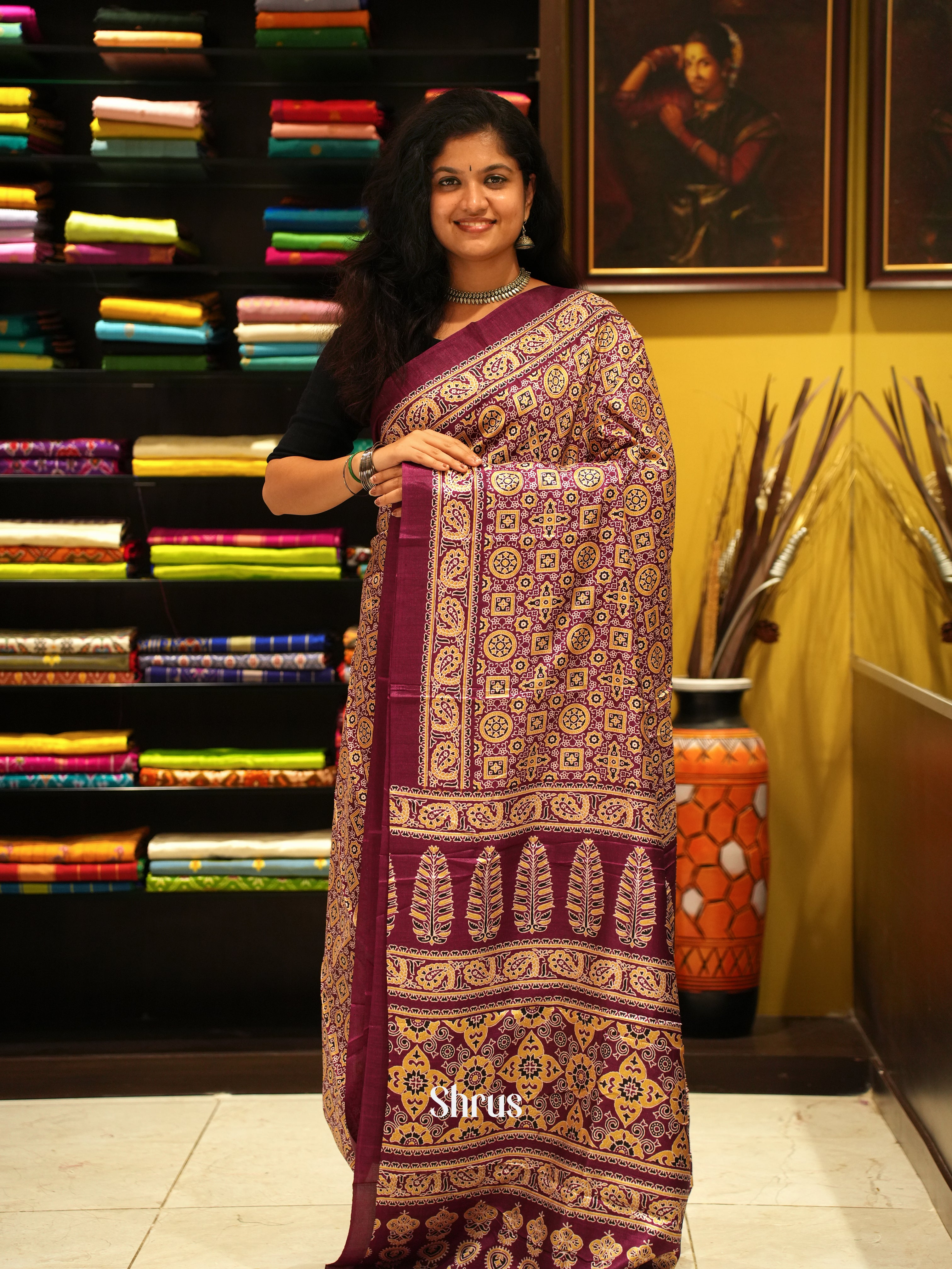 Majenta Pink(Single Tone) -Semi Matka Saree - Shop on ShrusEternity.com