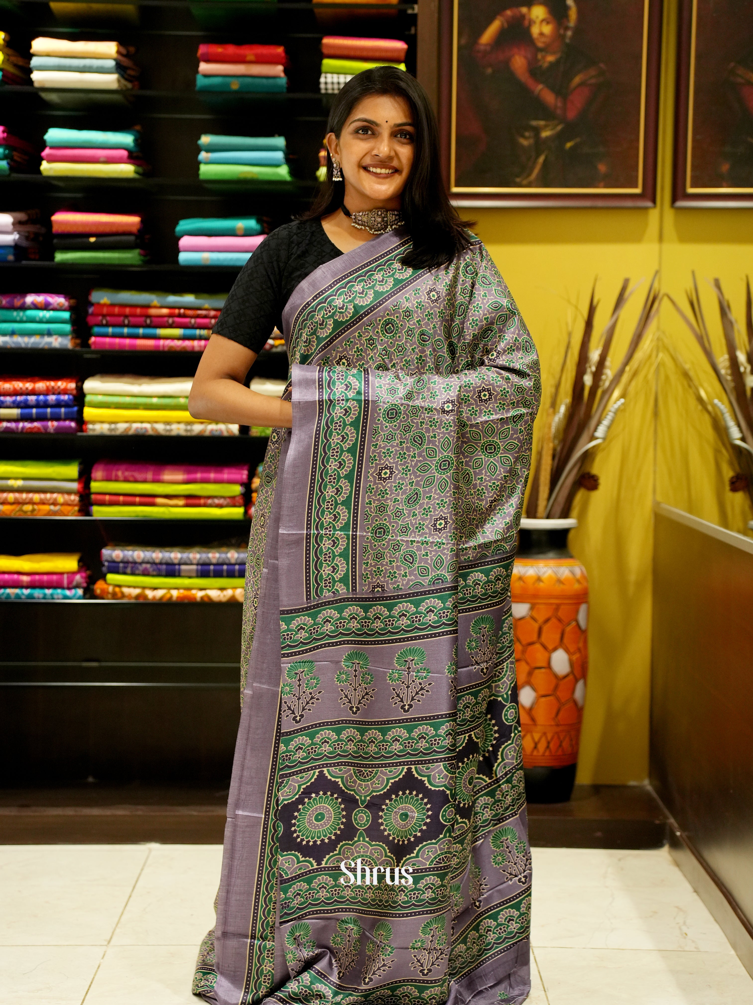 Lavender(Single Tone) - Semi crepe Saree - Shop on ShrusEternity.com