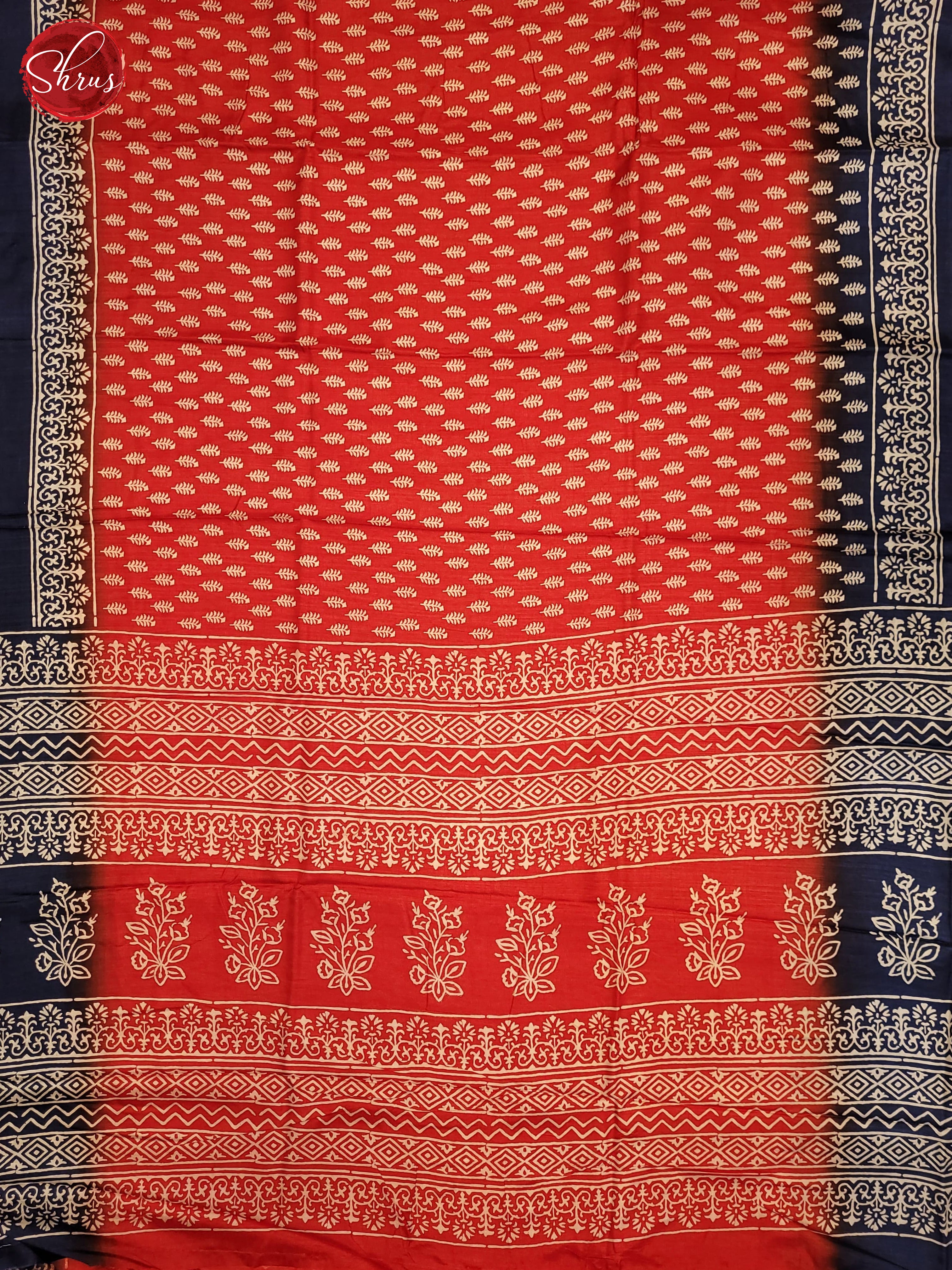 Red & Blue - Semi Crepe Saree - Shop on ShrusEternity.com