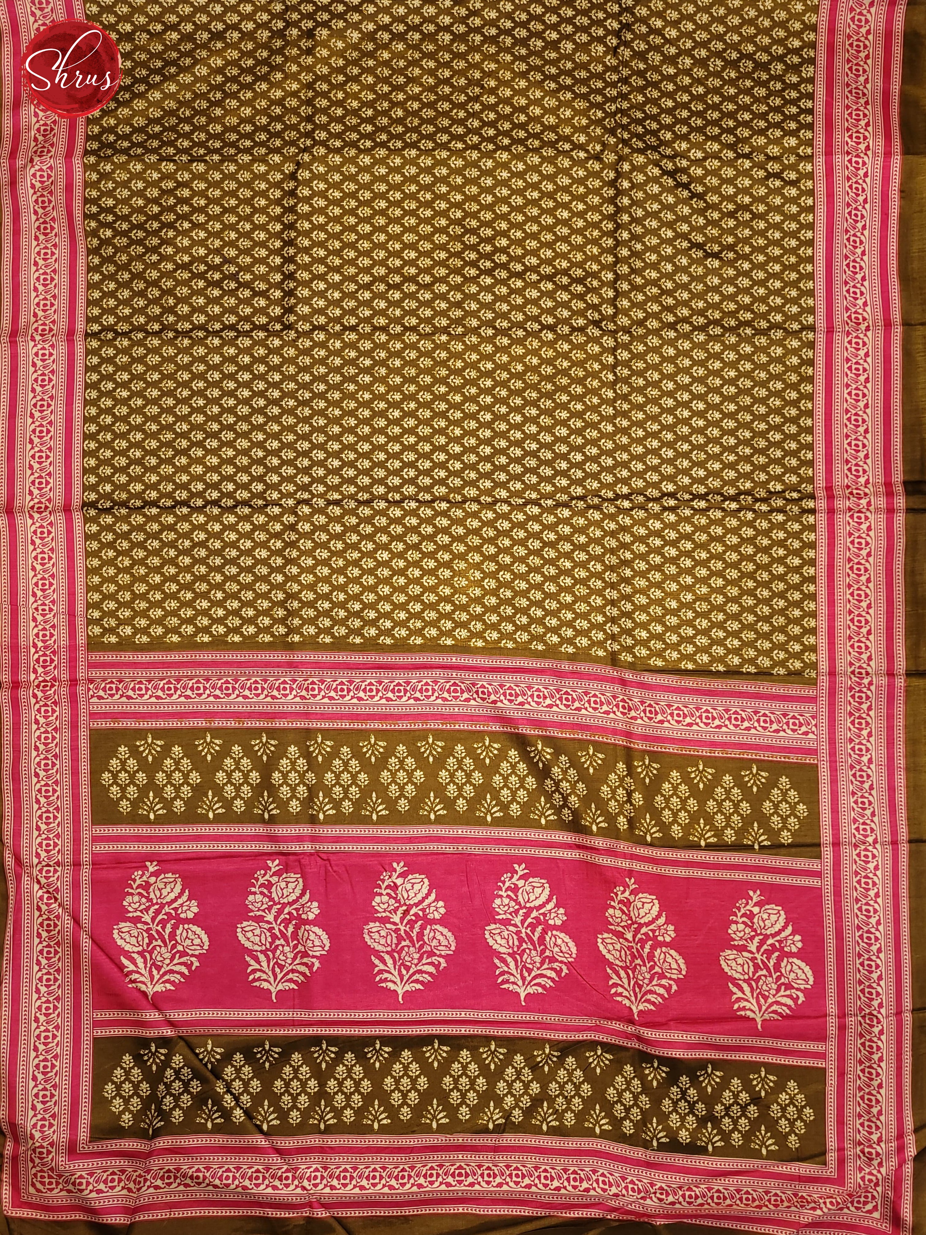 Mehandi Green & Pink - Semi Crepe Saree - Shop on ShrusEternity.com