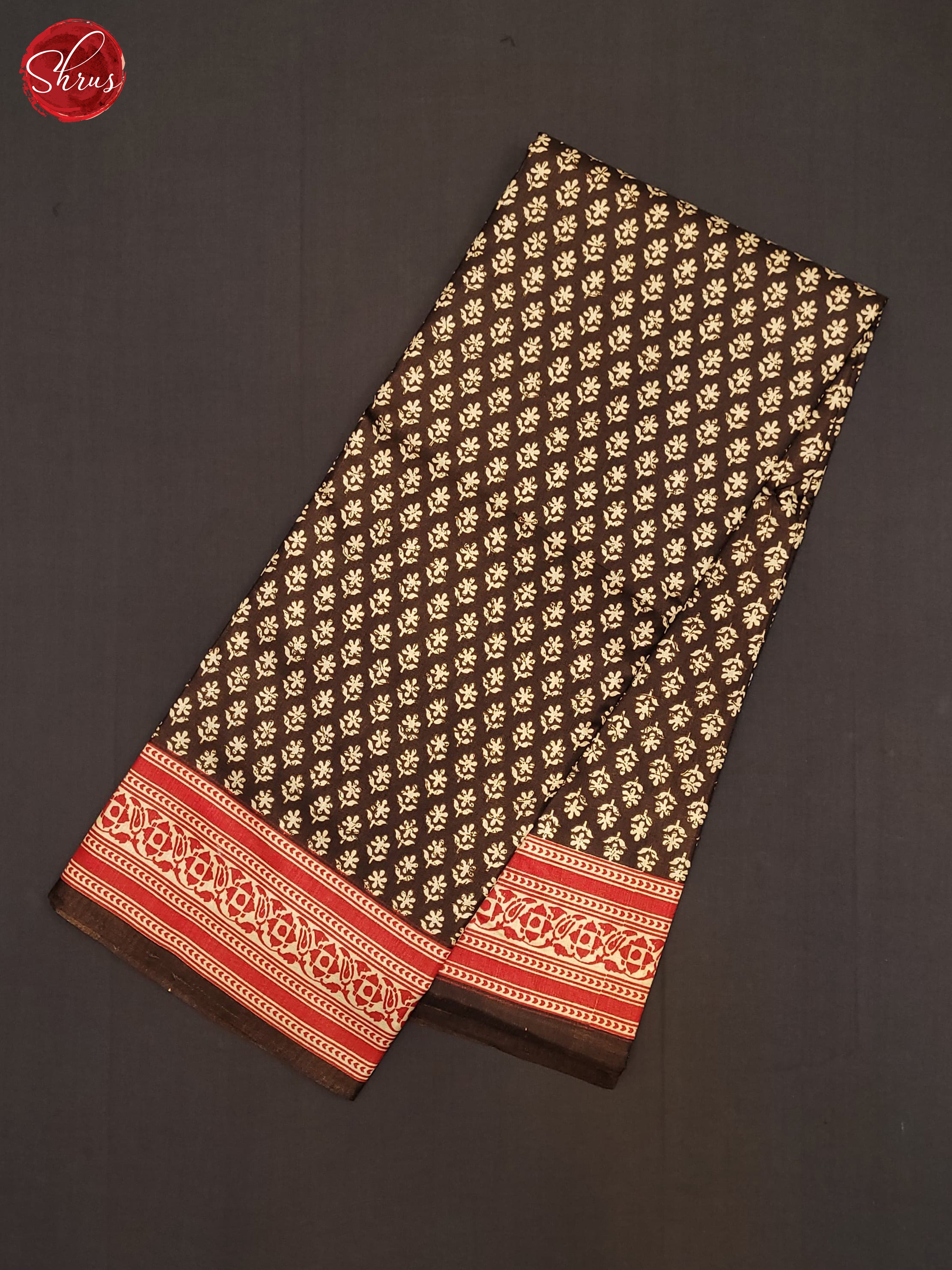Brown & Red - Semi Crepe Saree - Shop on ShrusEternity.com