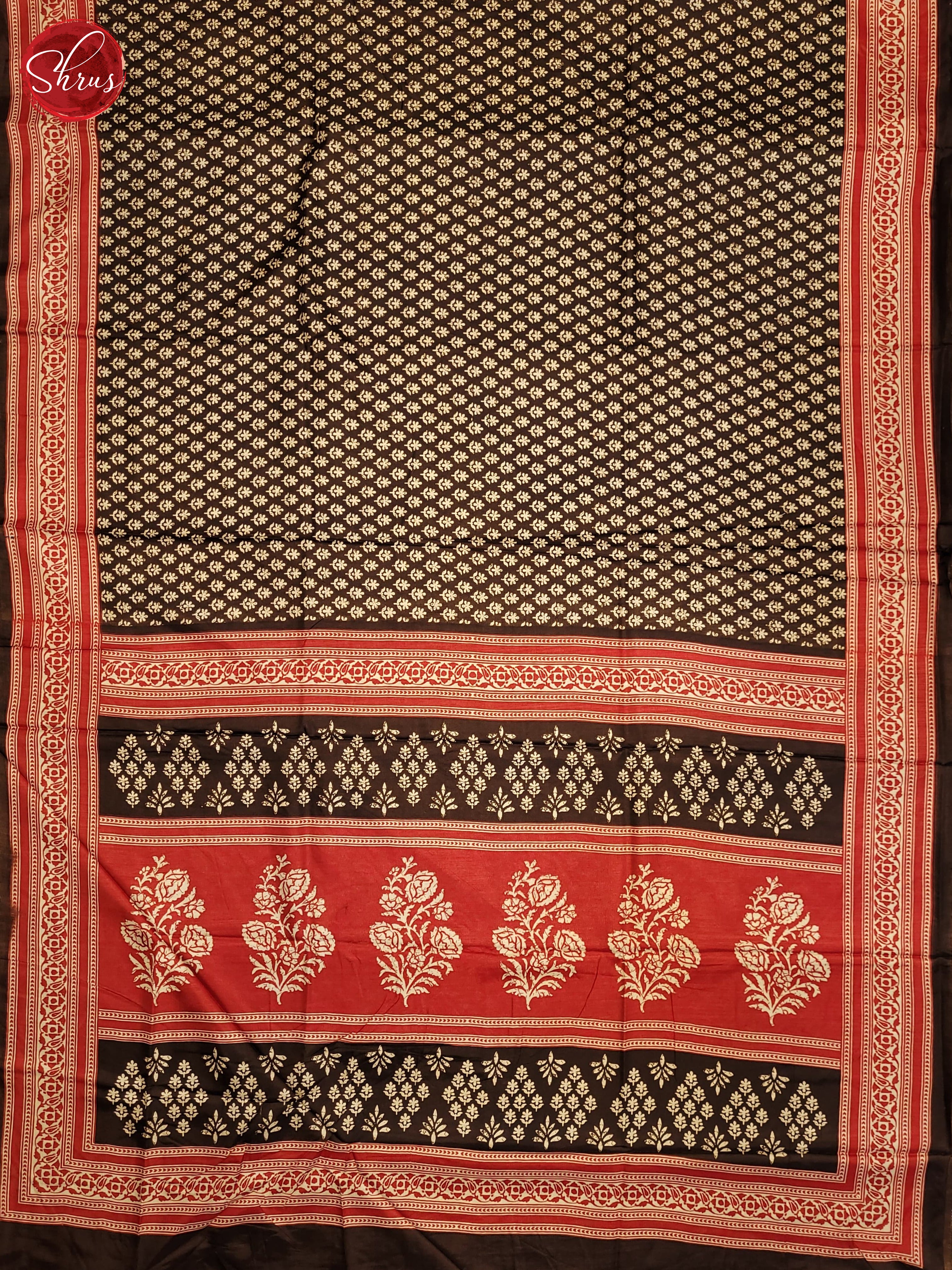 Brown & Red - Semi Crepe Saree - Shop on ShrusEternity.com