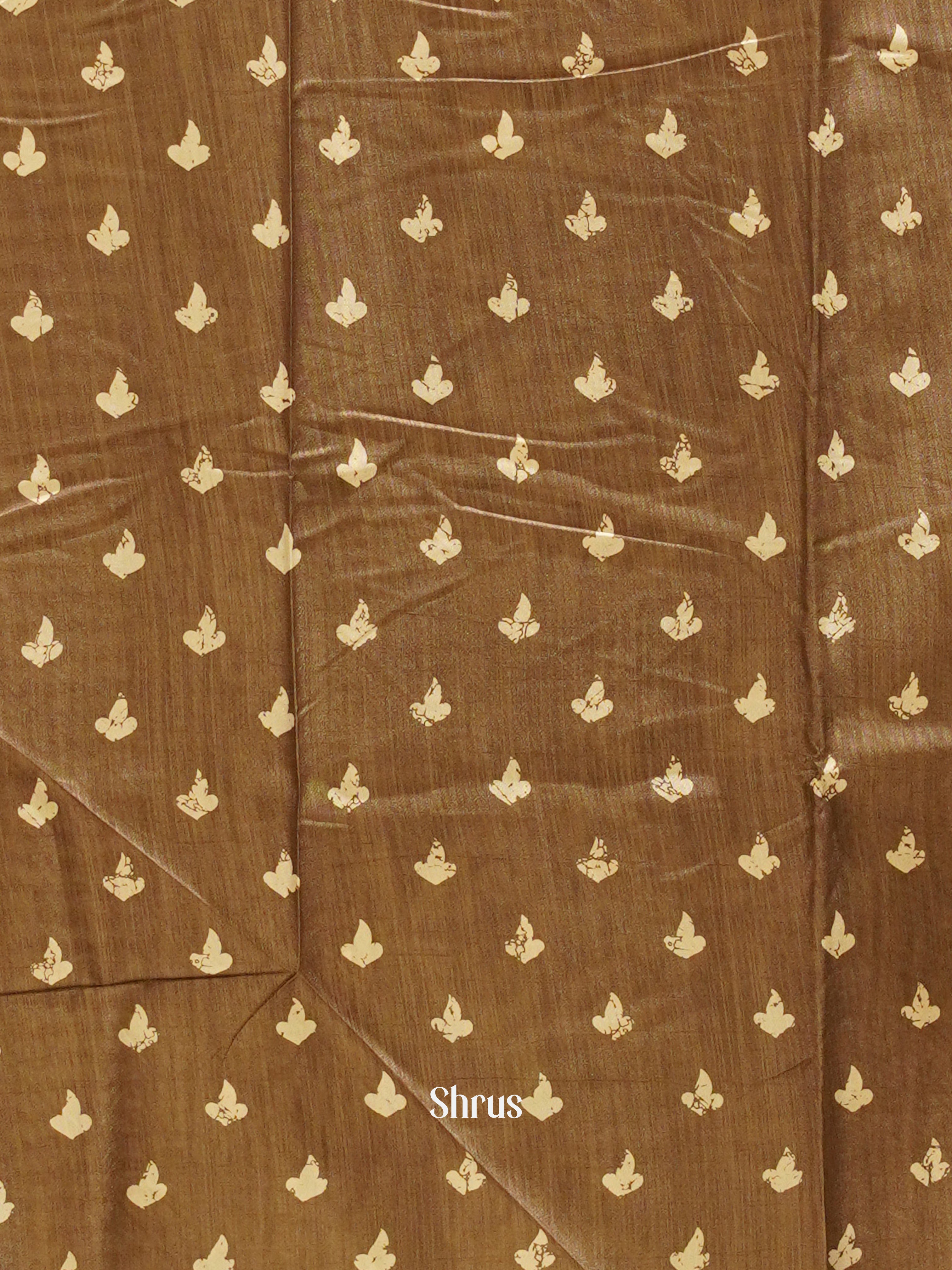 Brown(Single Tone )- Semi Crepe Saree - Shop on ShrusEternity.com