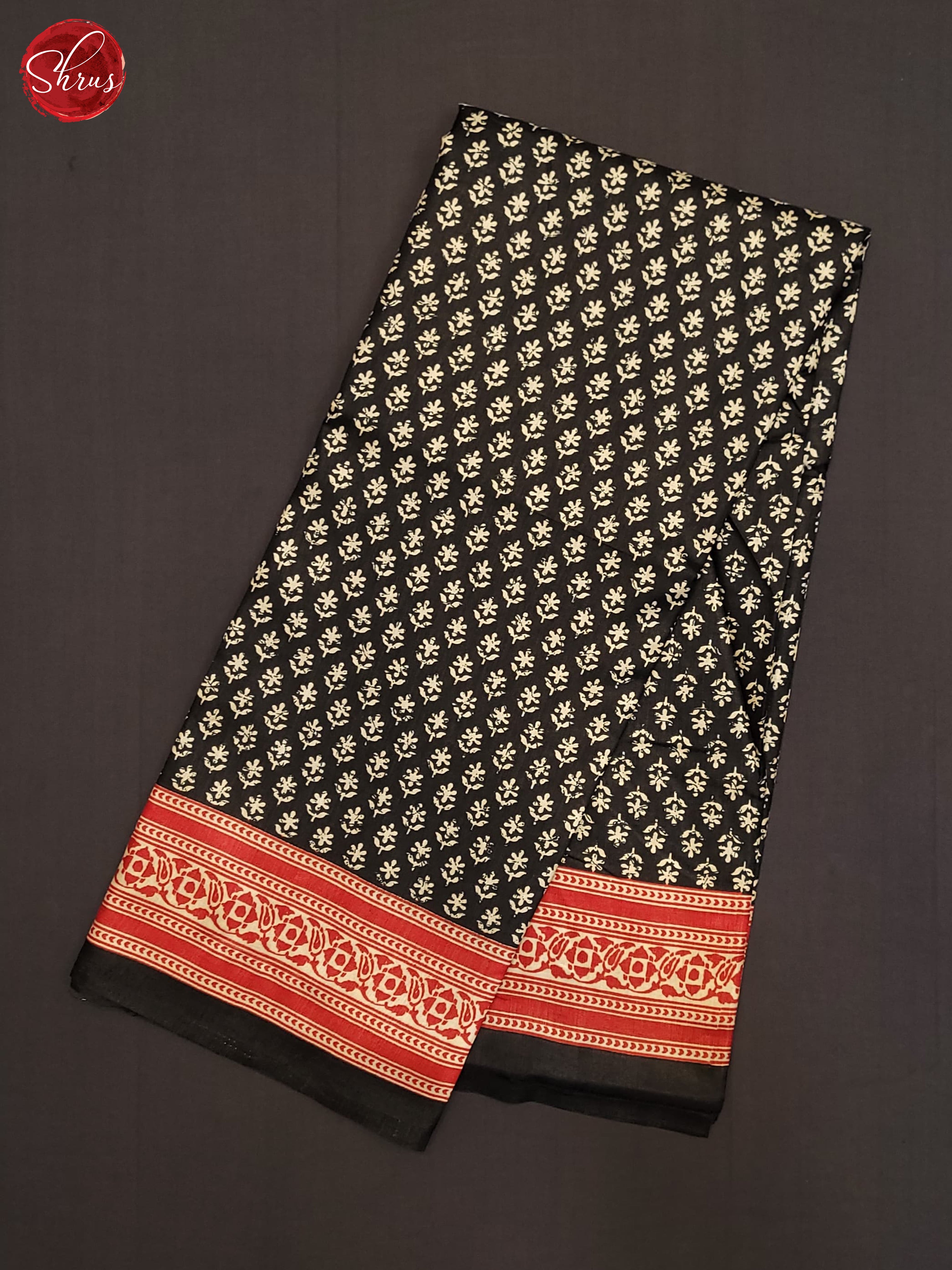 Black & Red - Semi Crepe Saree - Shop on ShrusEternity.com