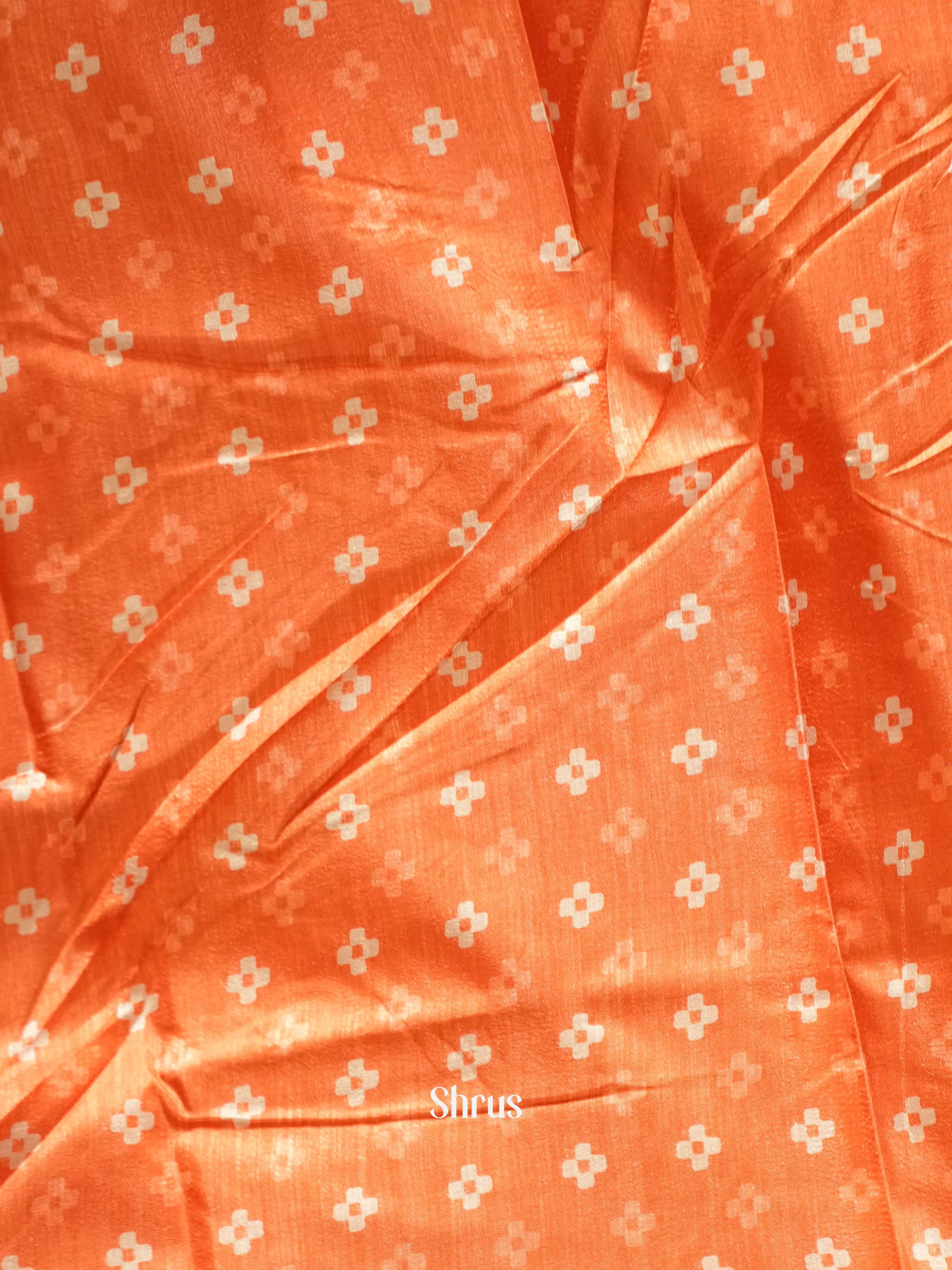 Orangish Pink (Single Tone) - Semi crepe Saree - Shop on ShrusEternity.com