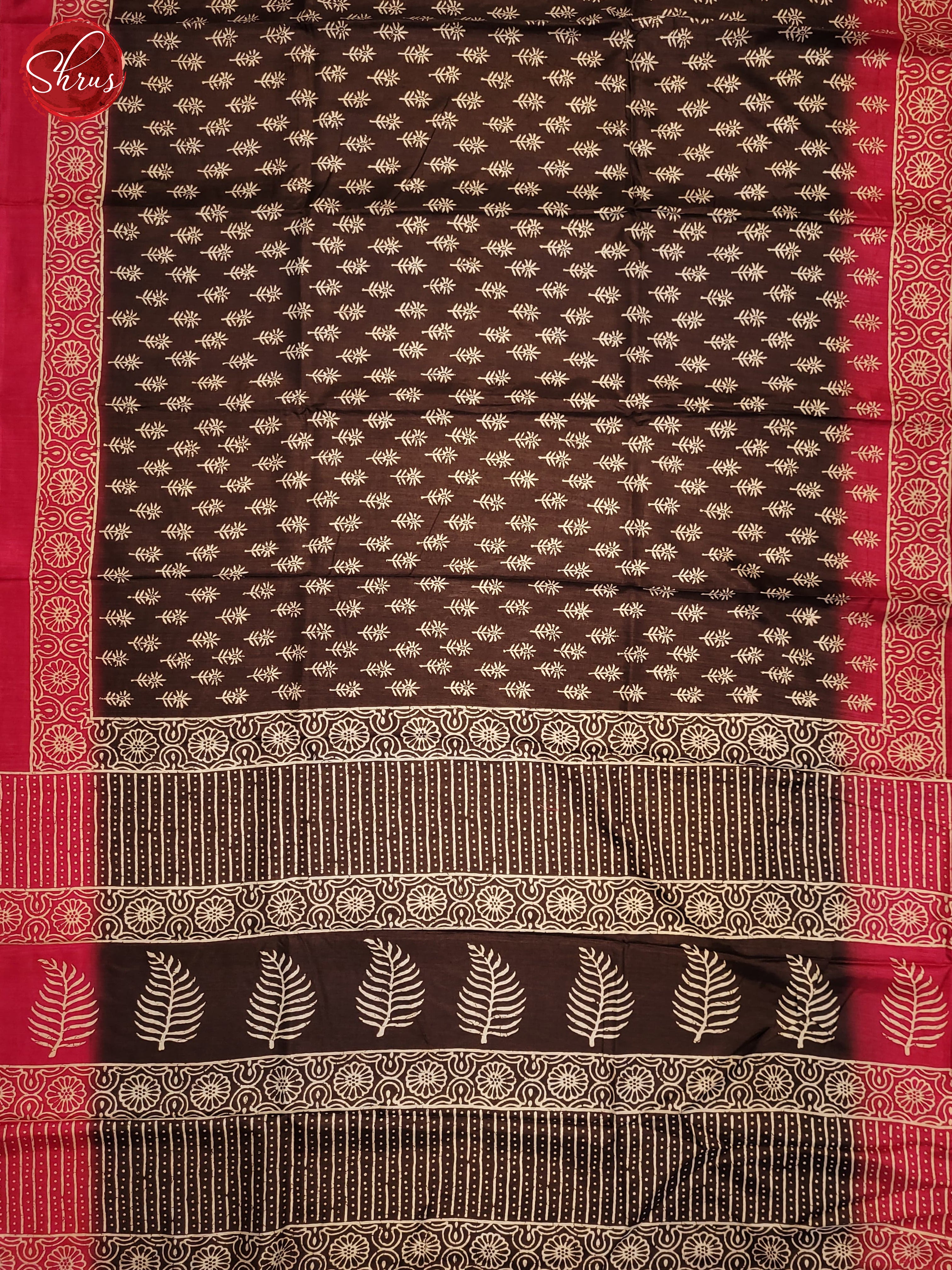 Brown & Pink - Semi Crepe Saree - Shop on ShrusEternity.com