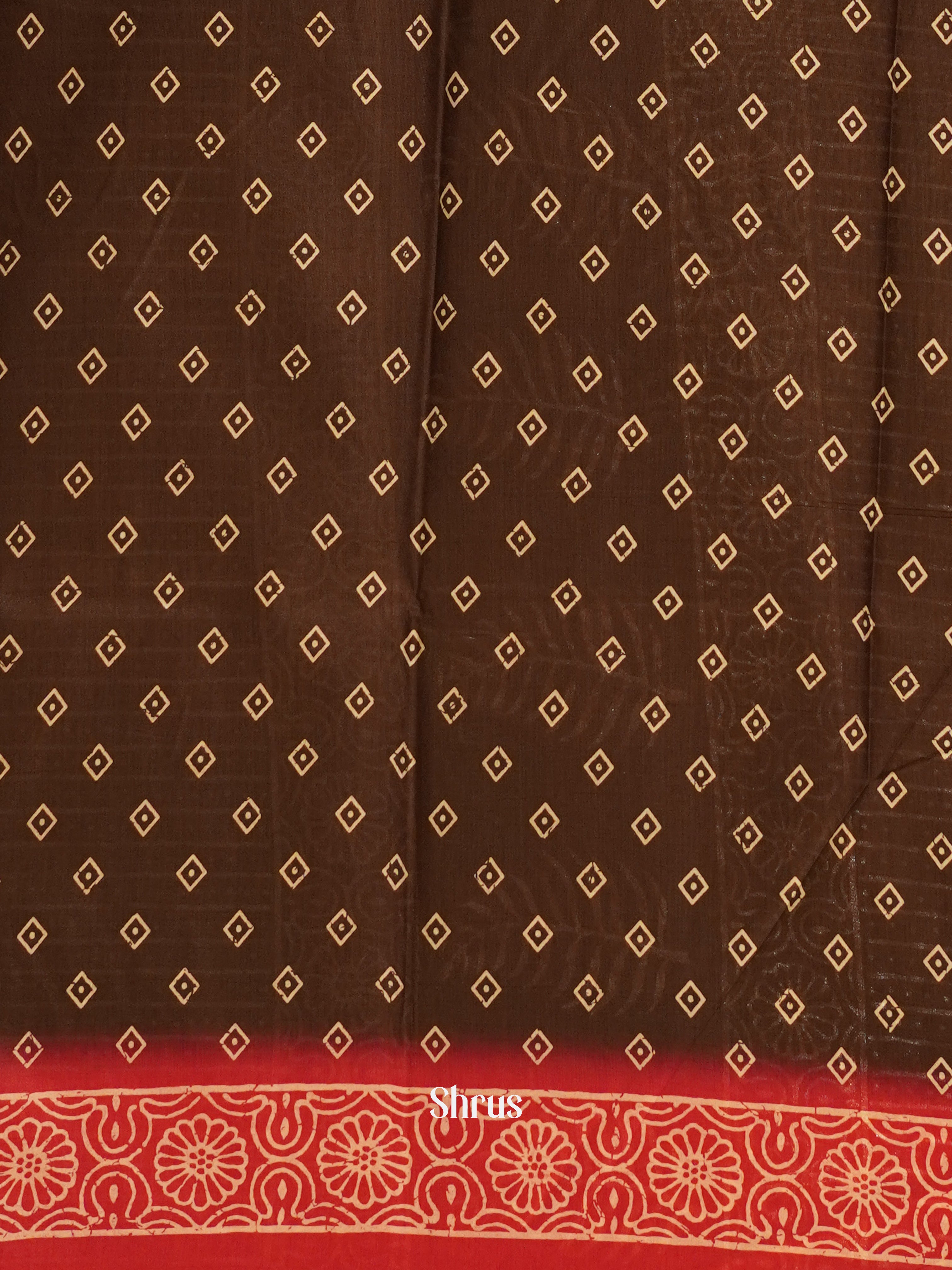 Brown & Pink - Semi Crepe Saree - Shop on ShrusEternity.com