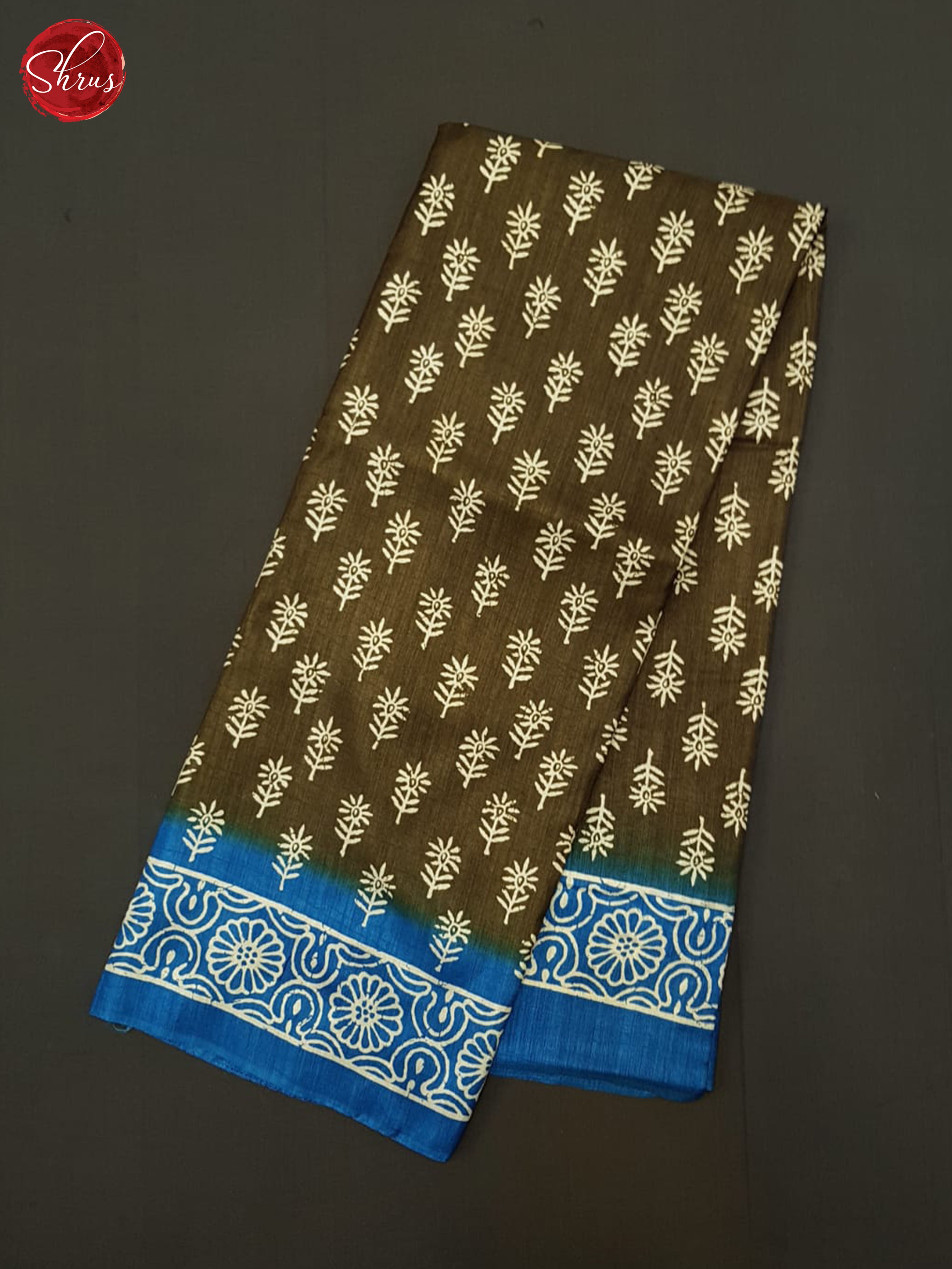 Brown & Blue- Semi crepe Saree - Shop on ShrusEternity.com
